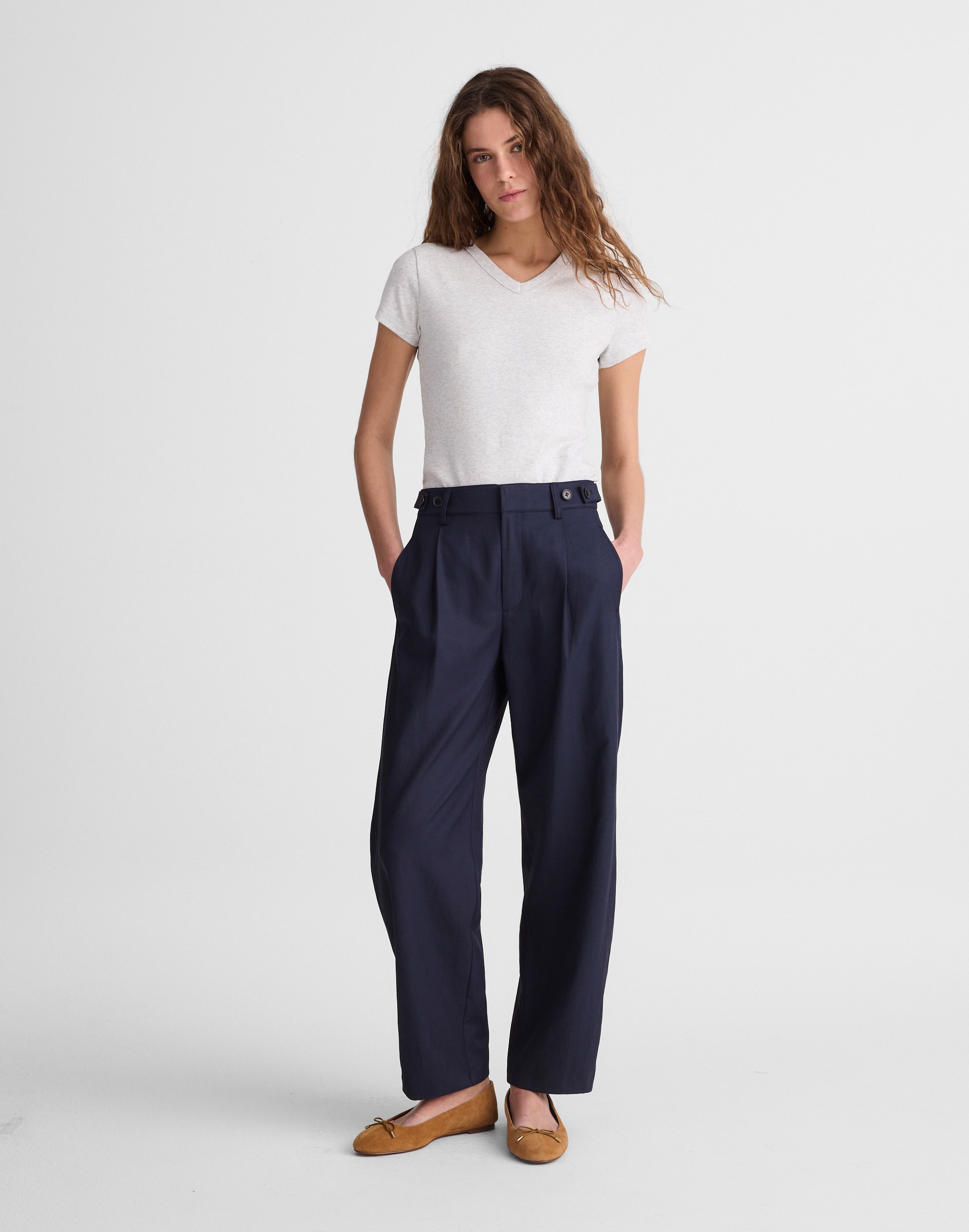 The Barrel-Leg Trouser in Drapey Twill