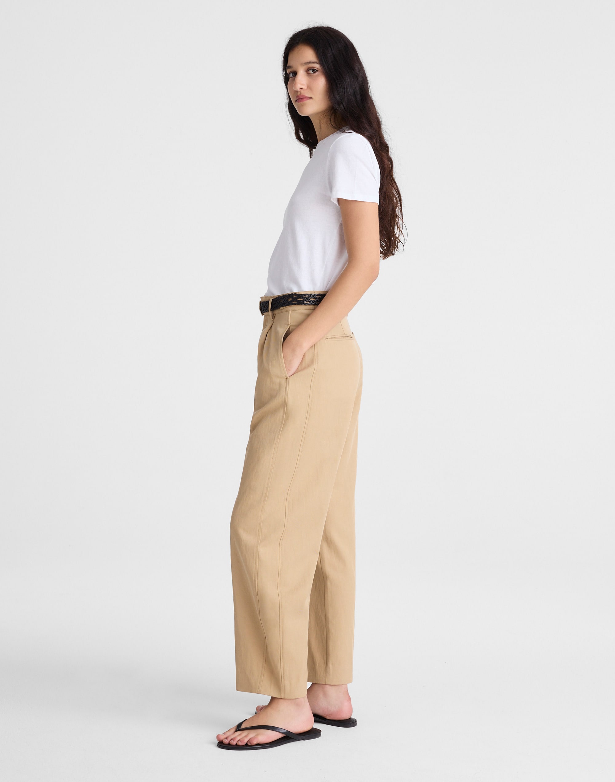 The Barrel-Leg Pant in Drapey Twill