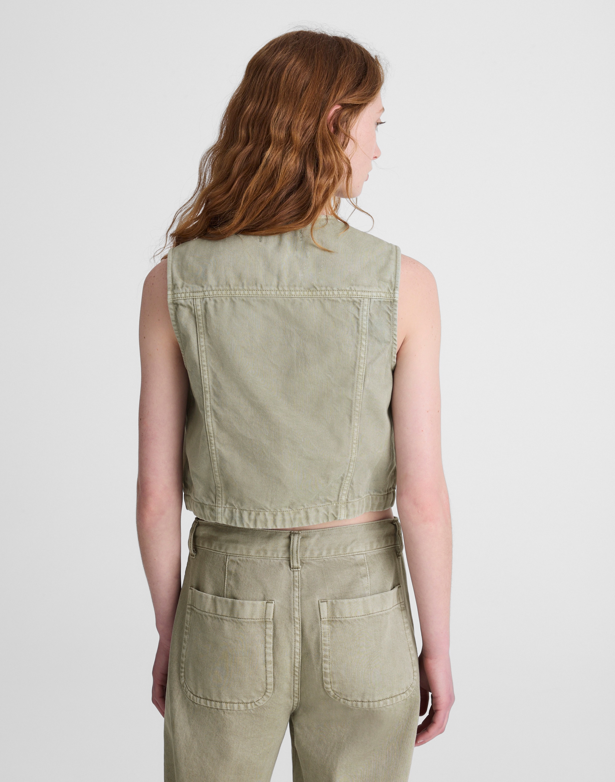 Cropped Vest in Airy Denim