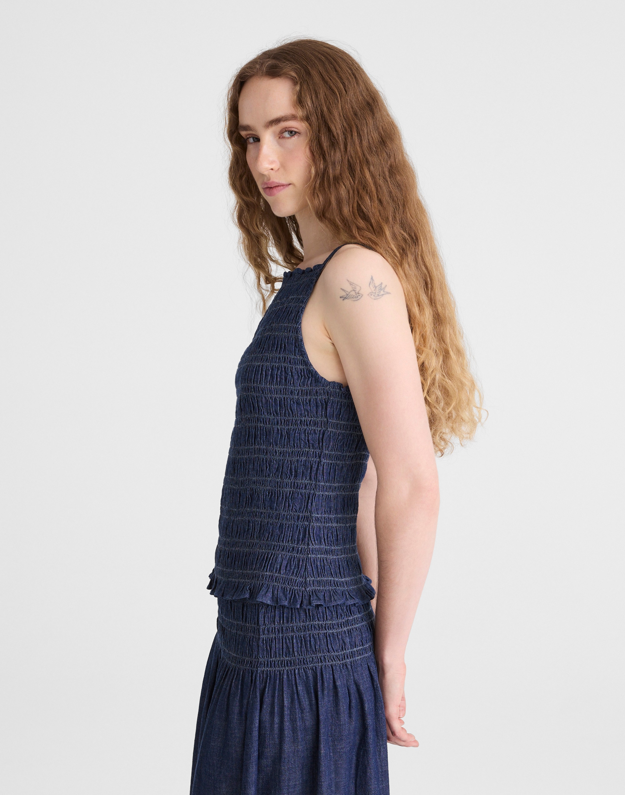Denim Smocked Tank