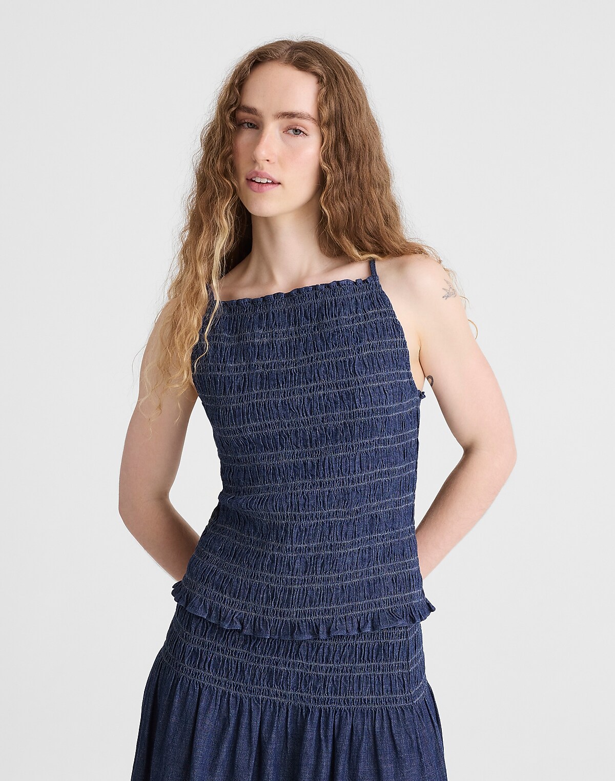 Denim Smocked Tank