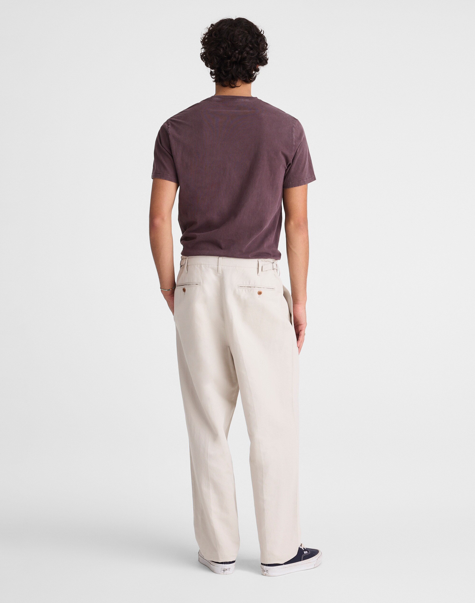 Double-Pleated Trousers in Meridian Linen Blend
