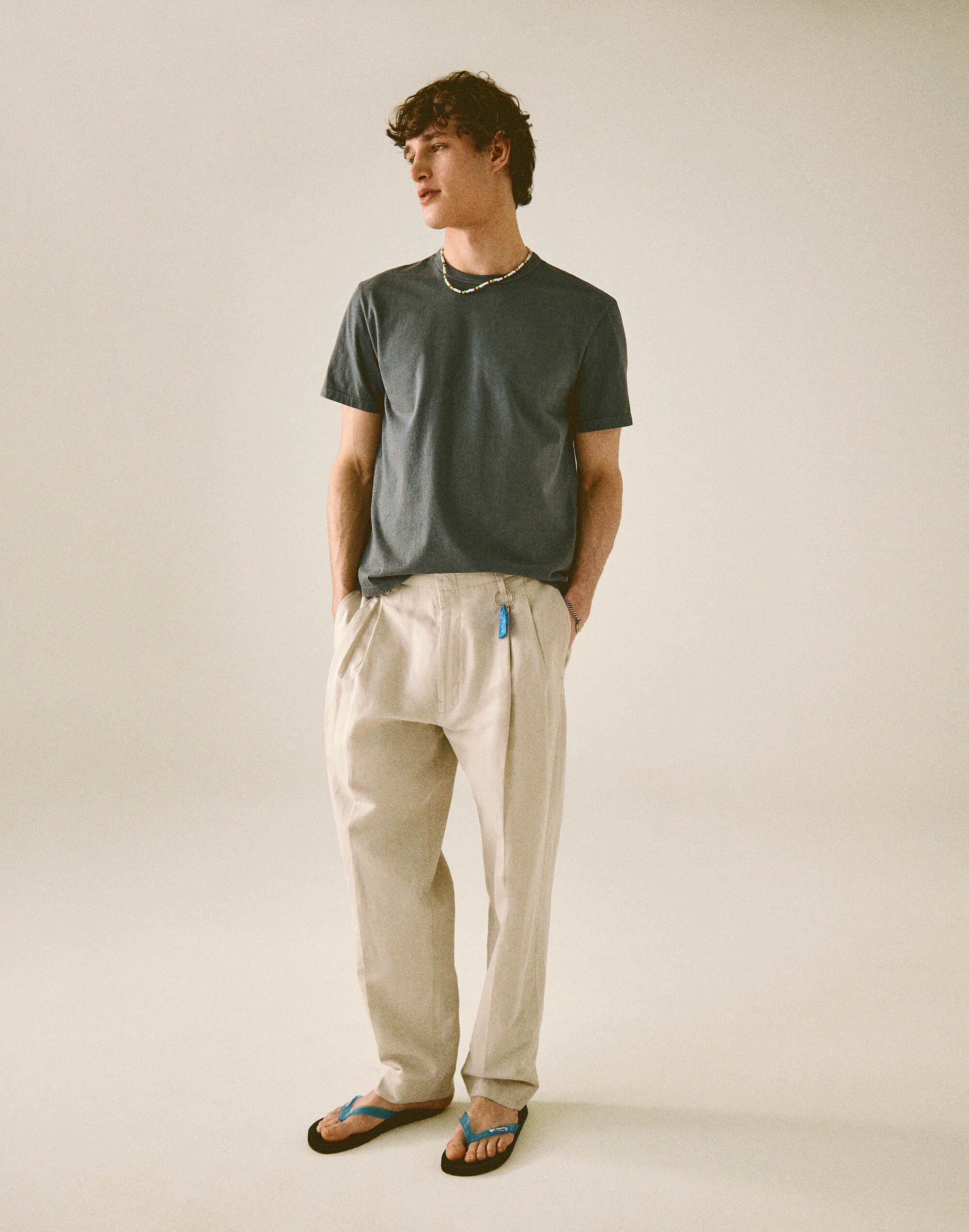 Double-Pleated Trousers in Meridian Linen Blend