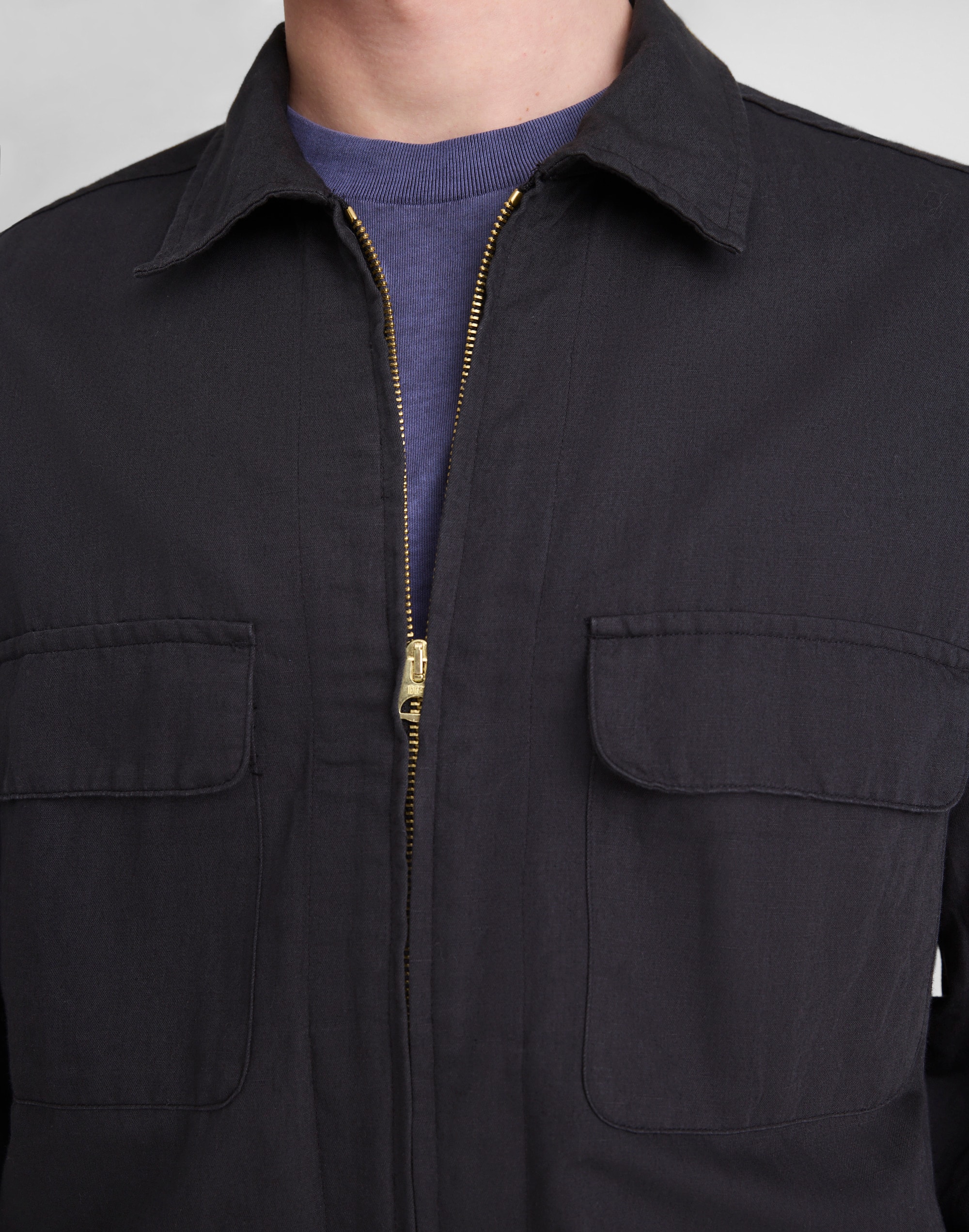 Zip-Front Jacket in Meridian Linen Blend