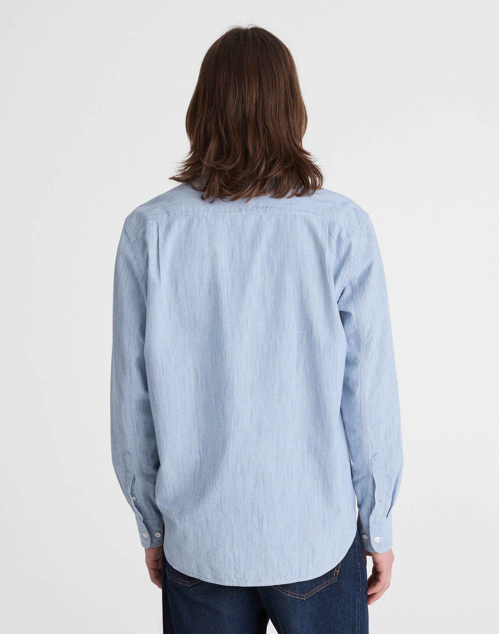 The Allday Shirt in Indigo Stripe