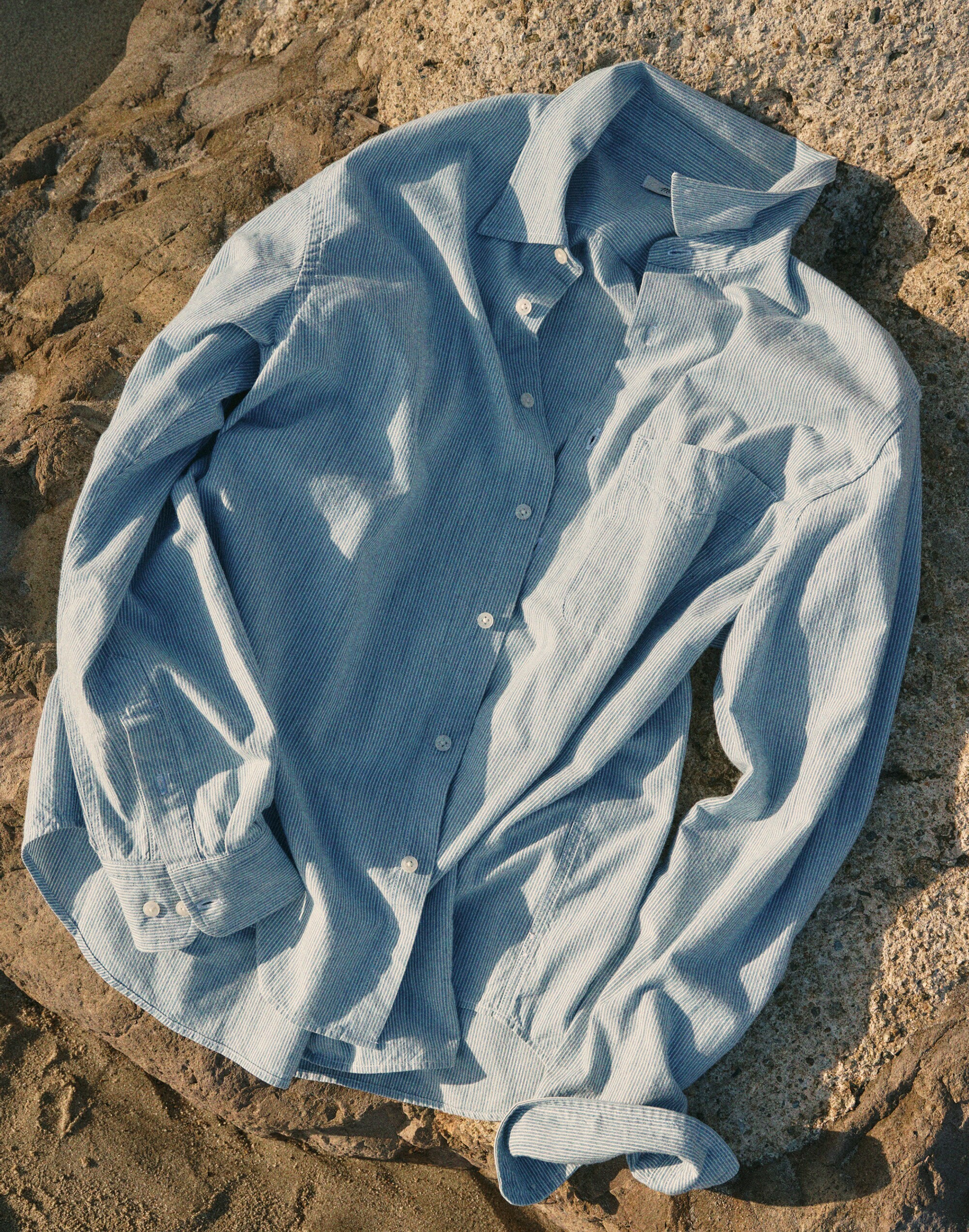 The Allday Shirt in Indigo Stripe