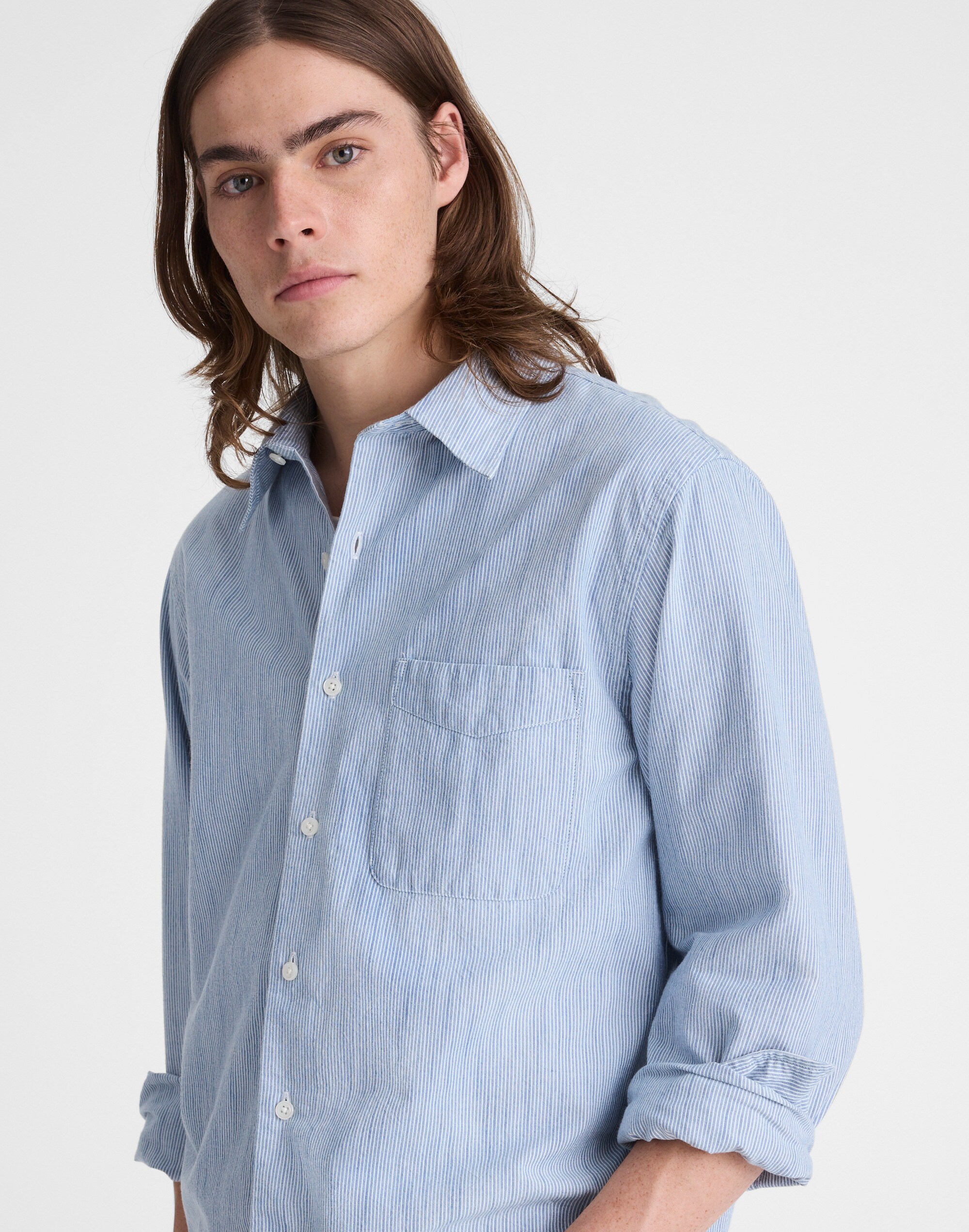 The Allday Shirt in Indigo Stripe