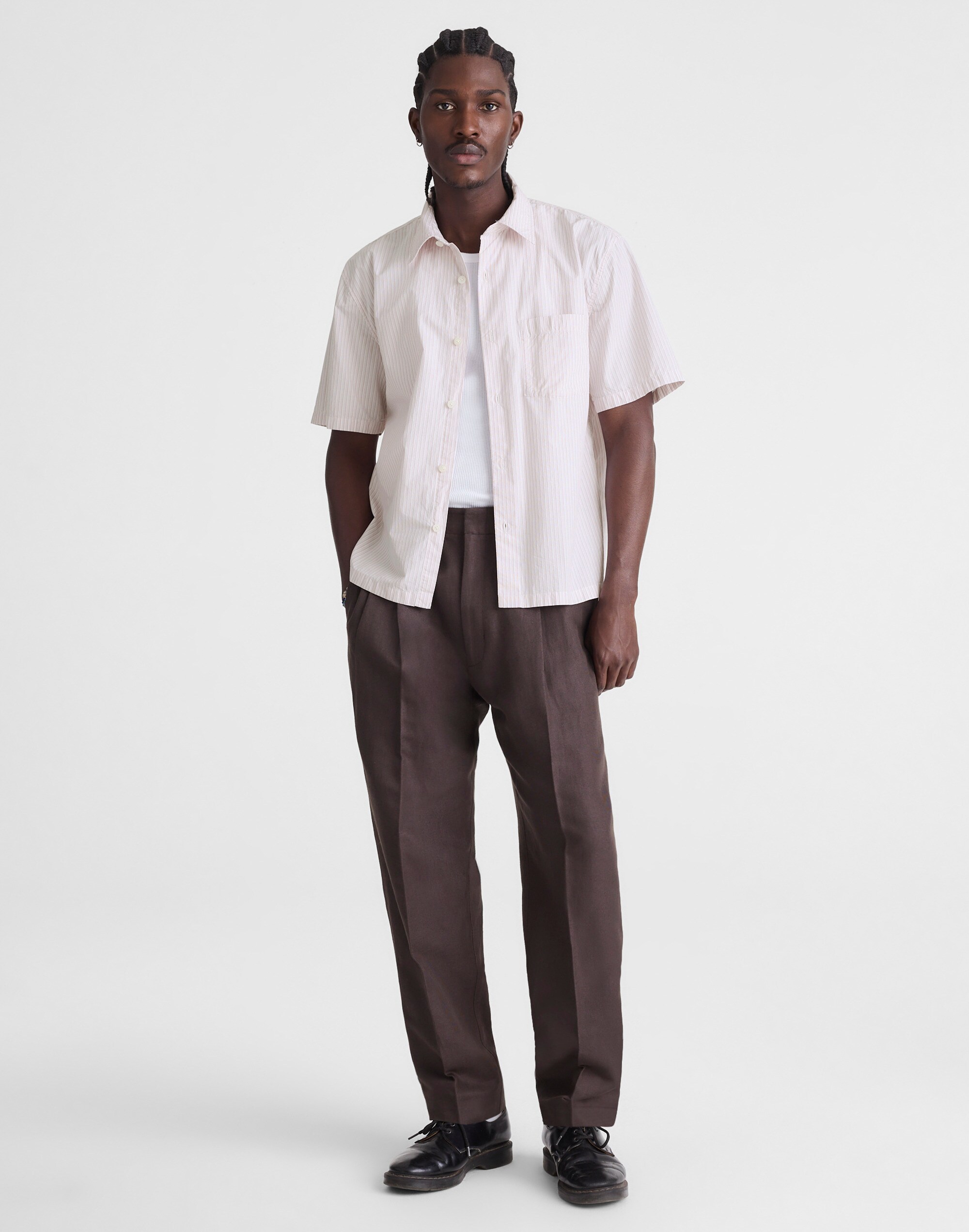 Boxy Cropped Shirt in Crisp Poplin