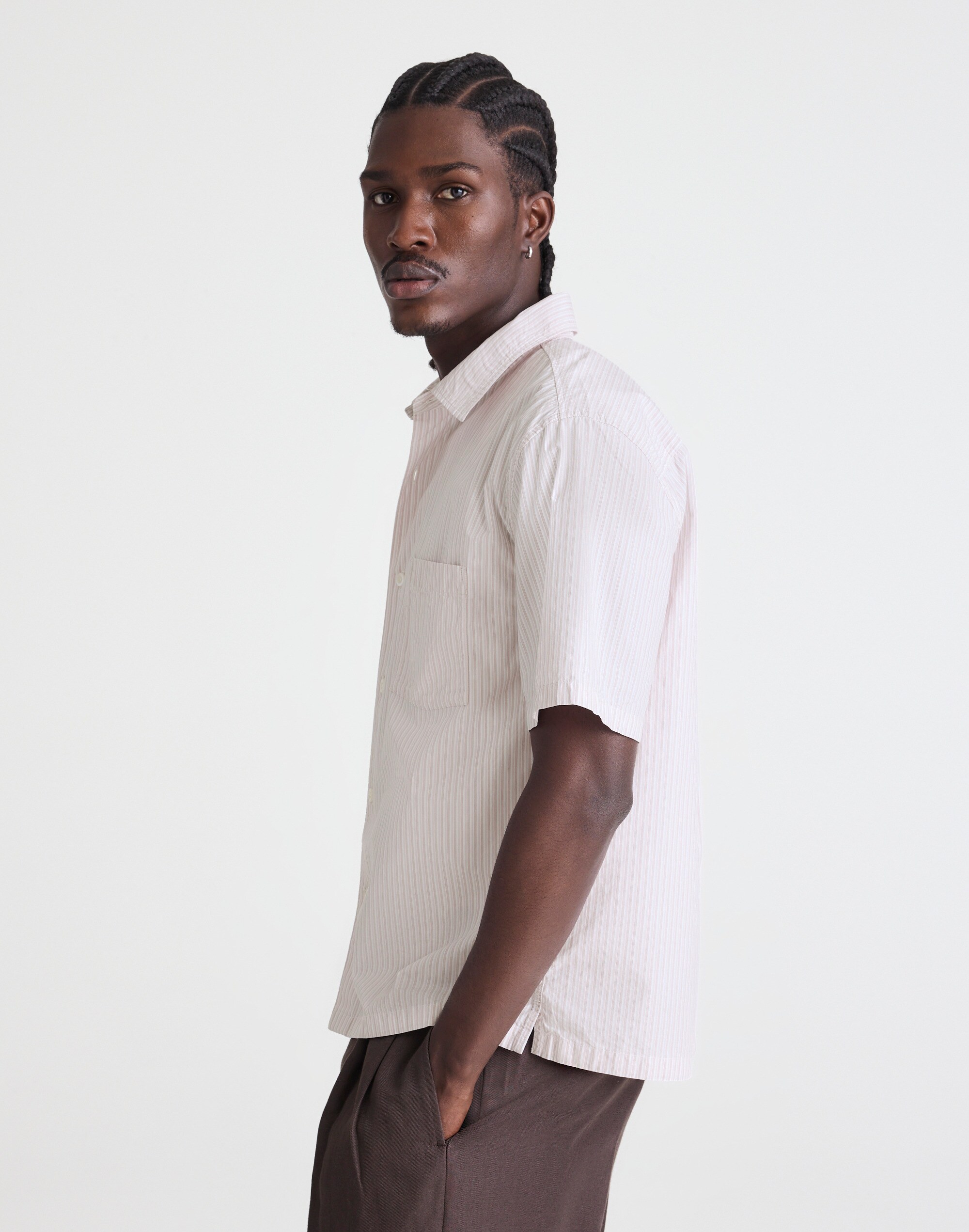 Boxy Cropped Shirt in Crisp Poplin