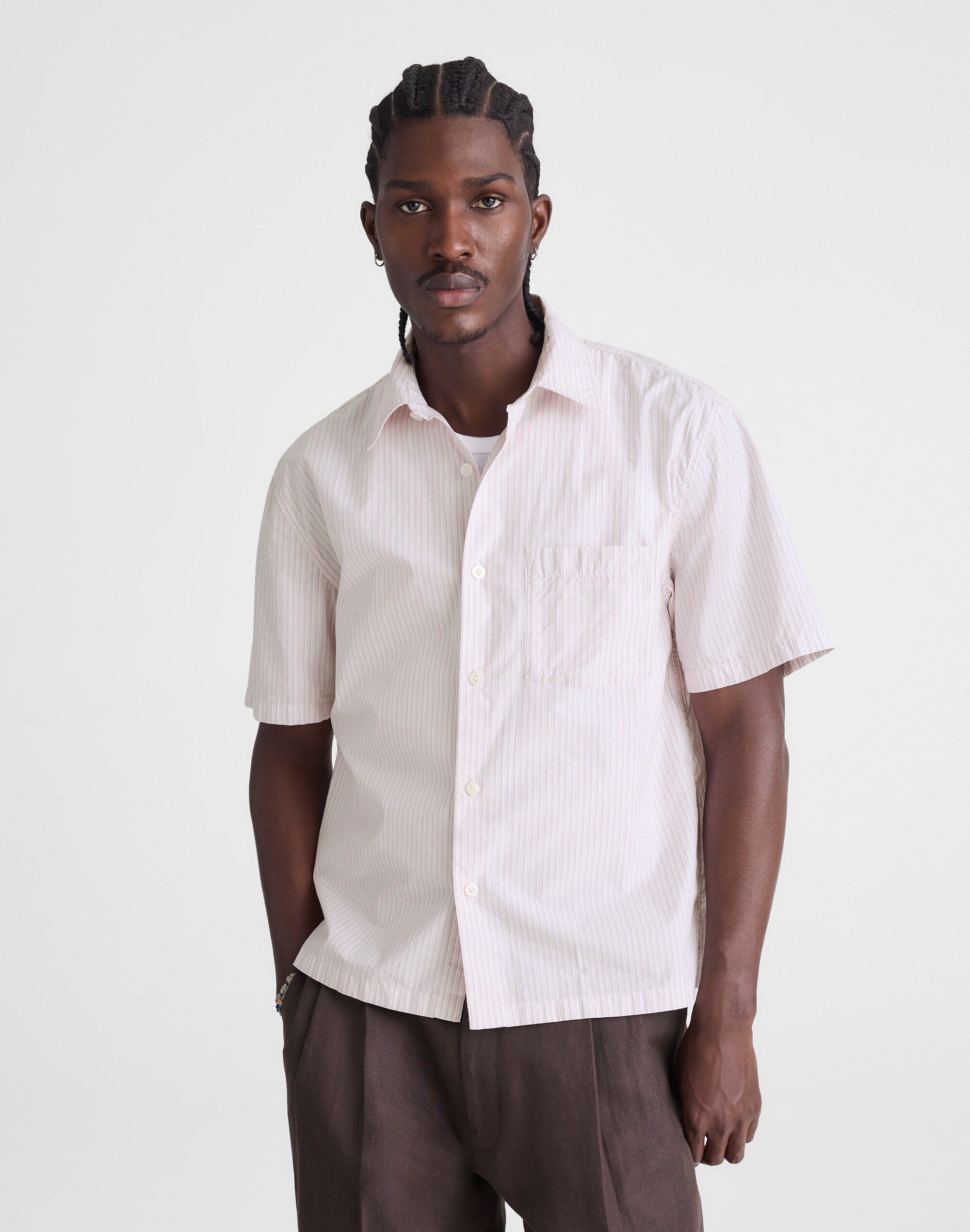 Boxy Cropped Shirt in Crisp Poplin