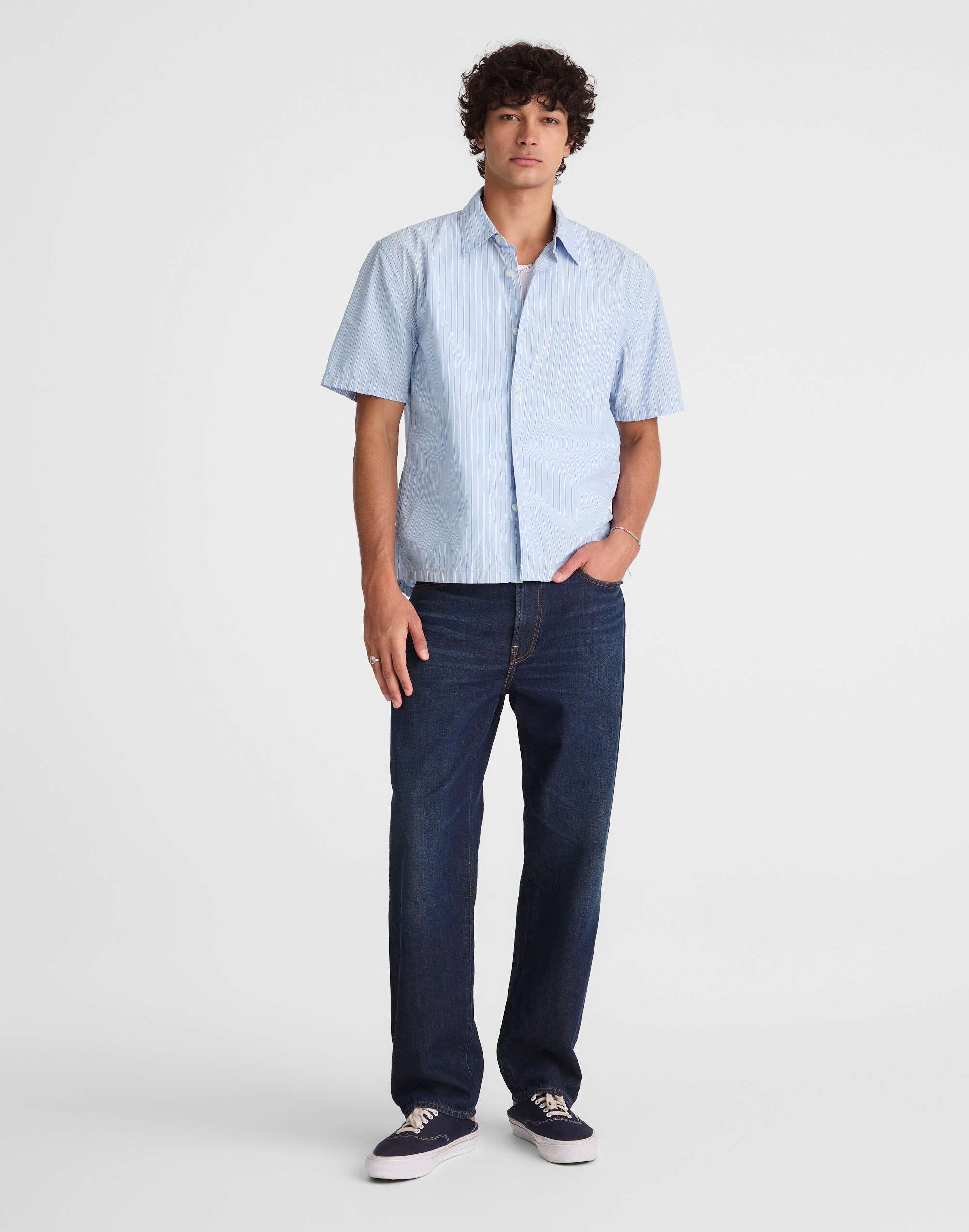 Boxy Cropped Shirt in Crisp Poplin
