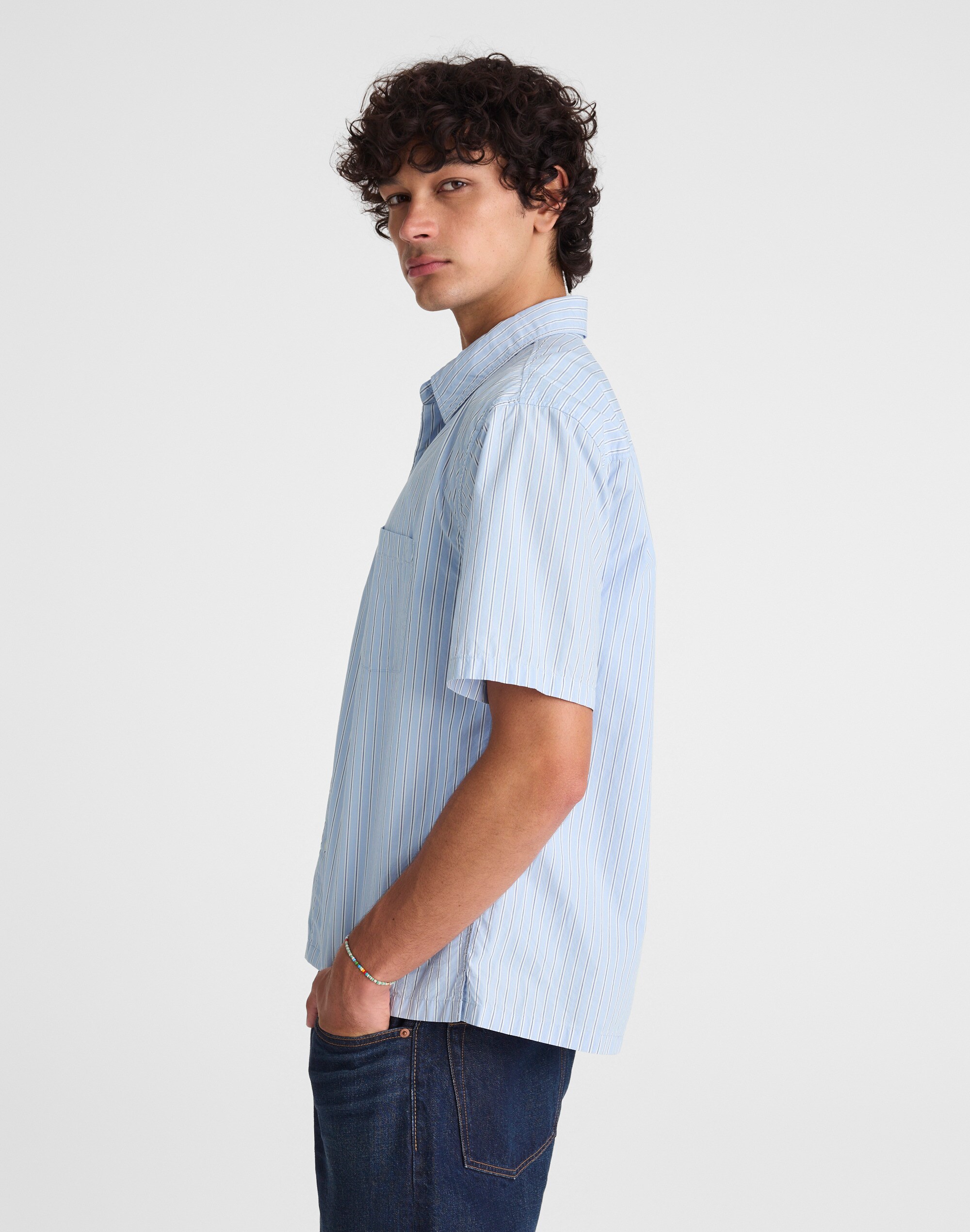 Boxy Cropped Shirt in Crisp Poplin