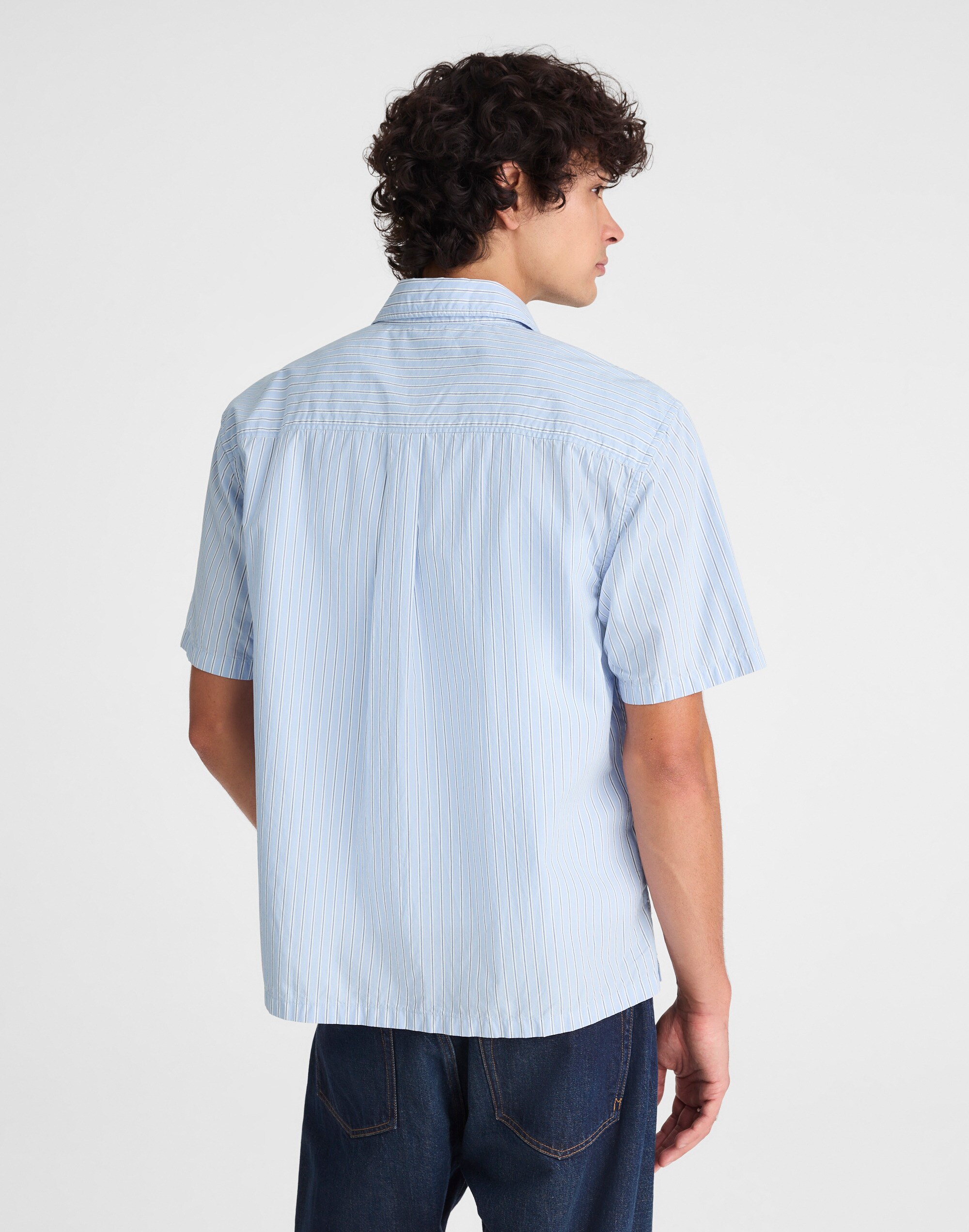 Boxy Cropped Shirt in Crisp Poplin