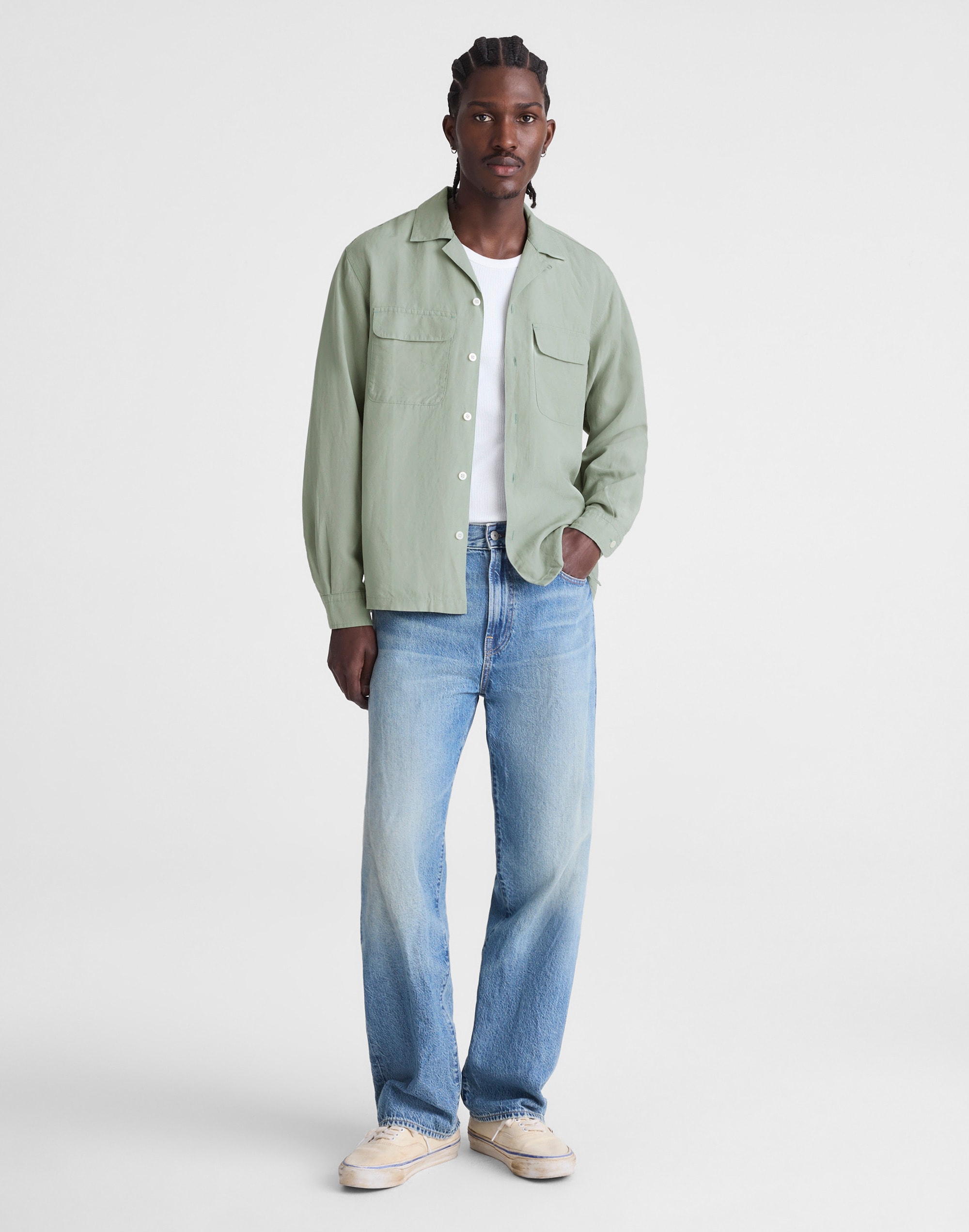 The Long-Sleeve Camp Shirt in Archive Linen Blend