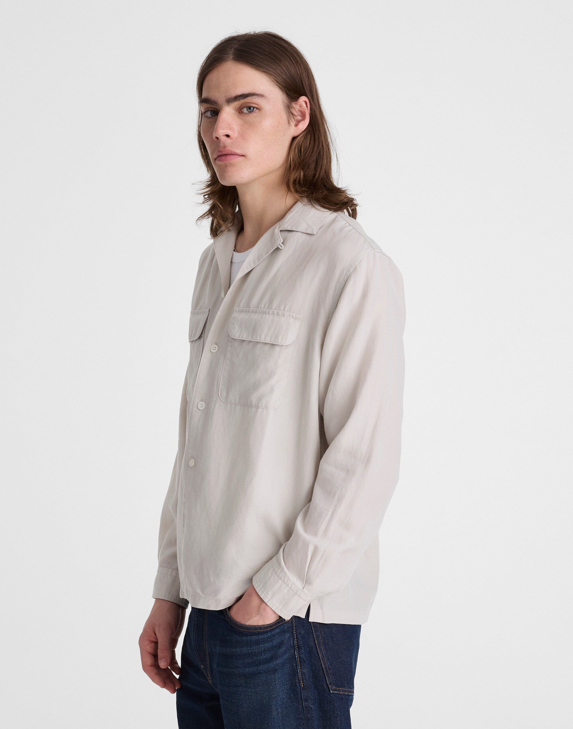 The Long-Sleeve Camp Shirt in Archive Linen Blend