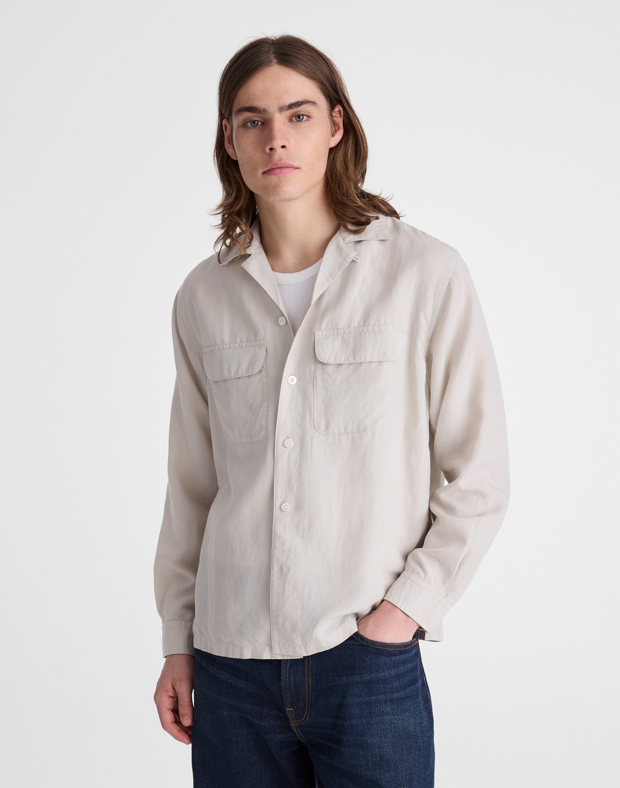 The Long-Sleeve Camp Shirt in Archive Linen Blend