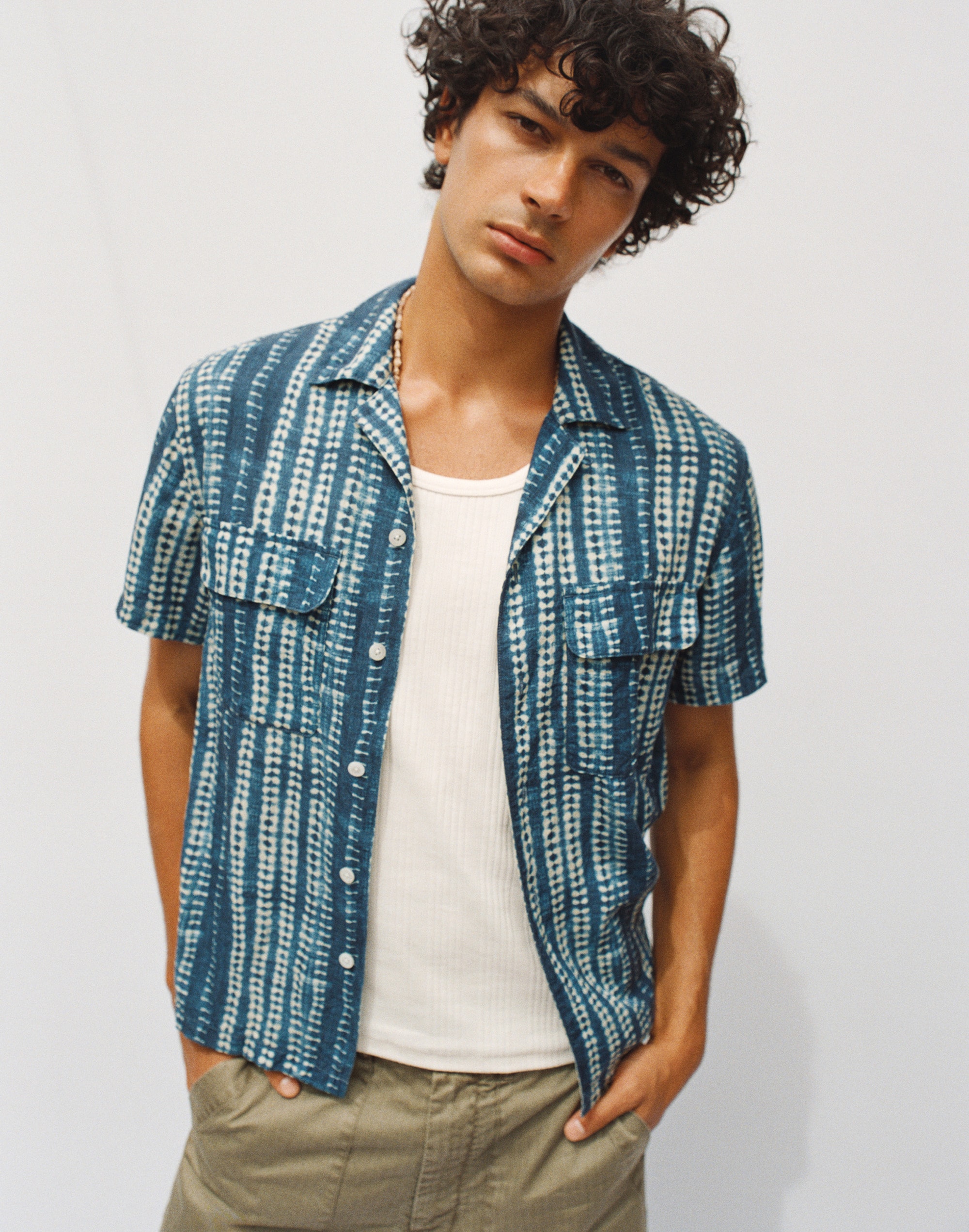 Short-Sleeve Camp Shirt in Archive Linen Blend