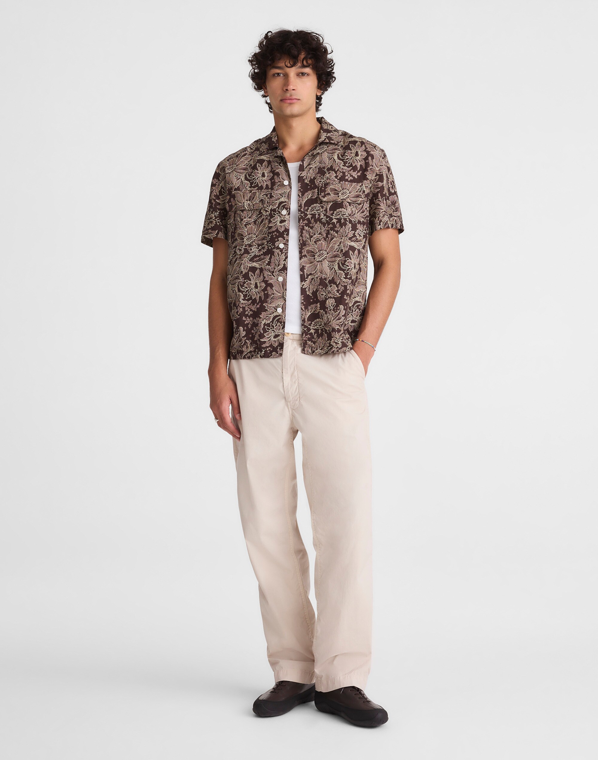 Short-Sleeve Camp Shirt in Archive Linen Blend