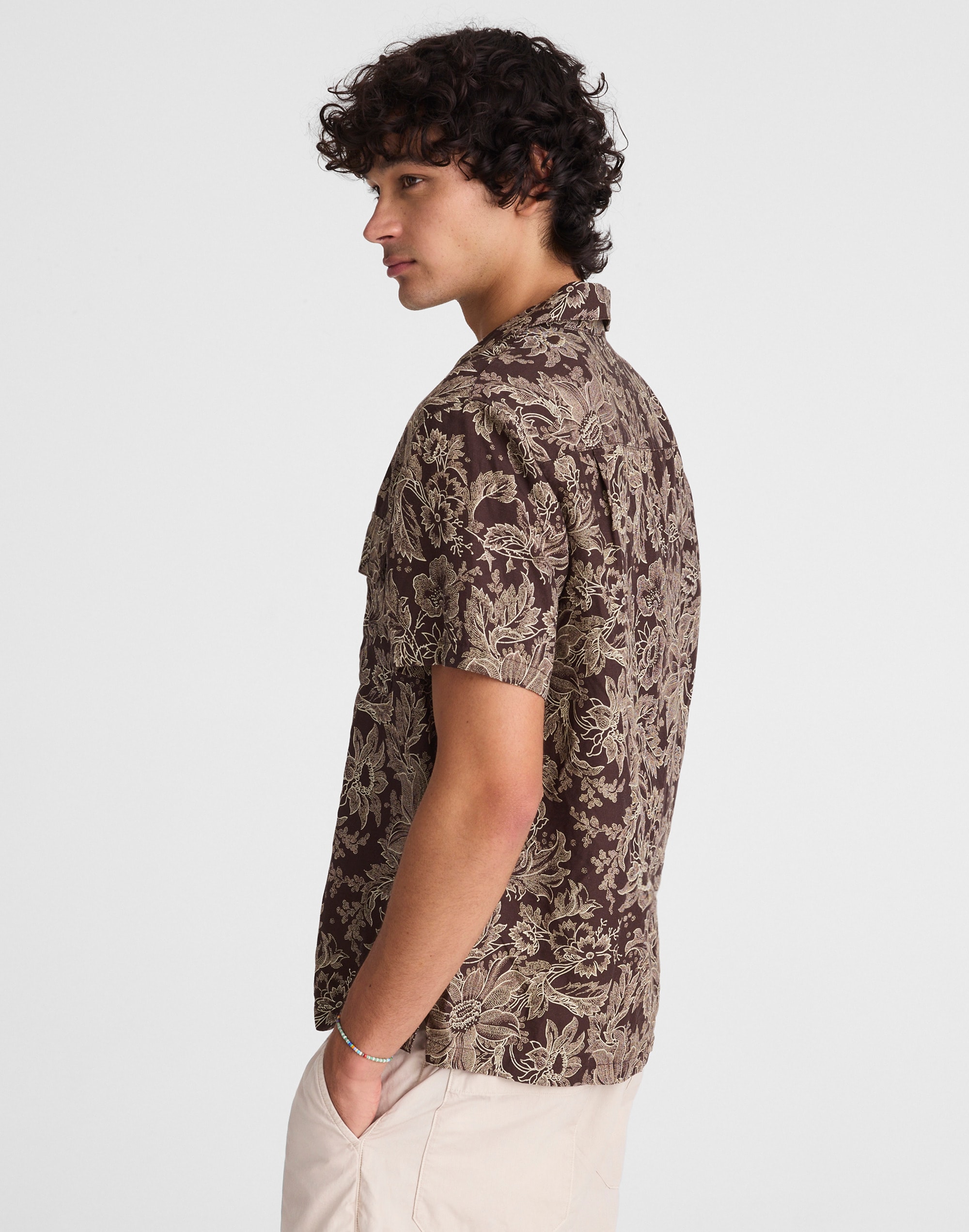 Short-Sleeve Camp Shirt in Archive Linen Blend