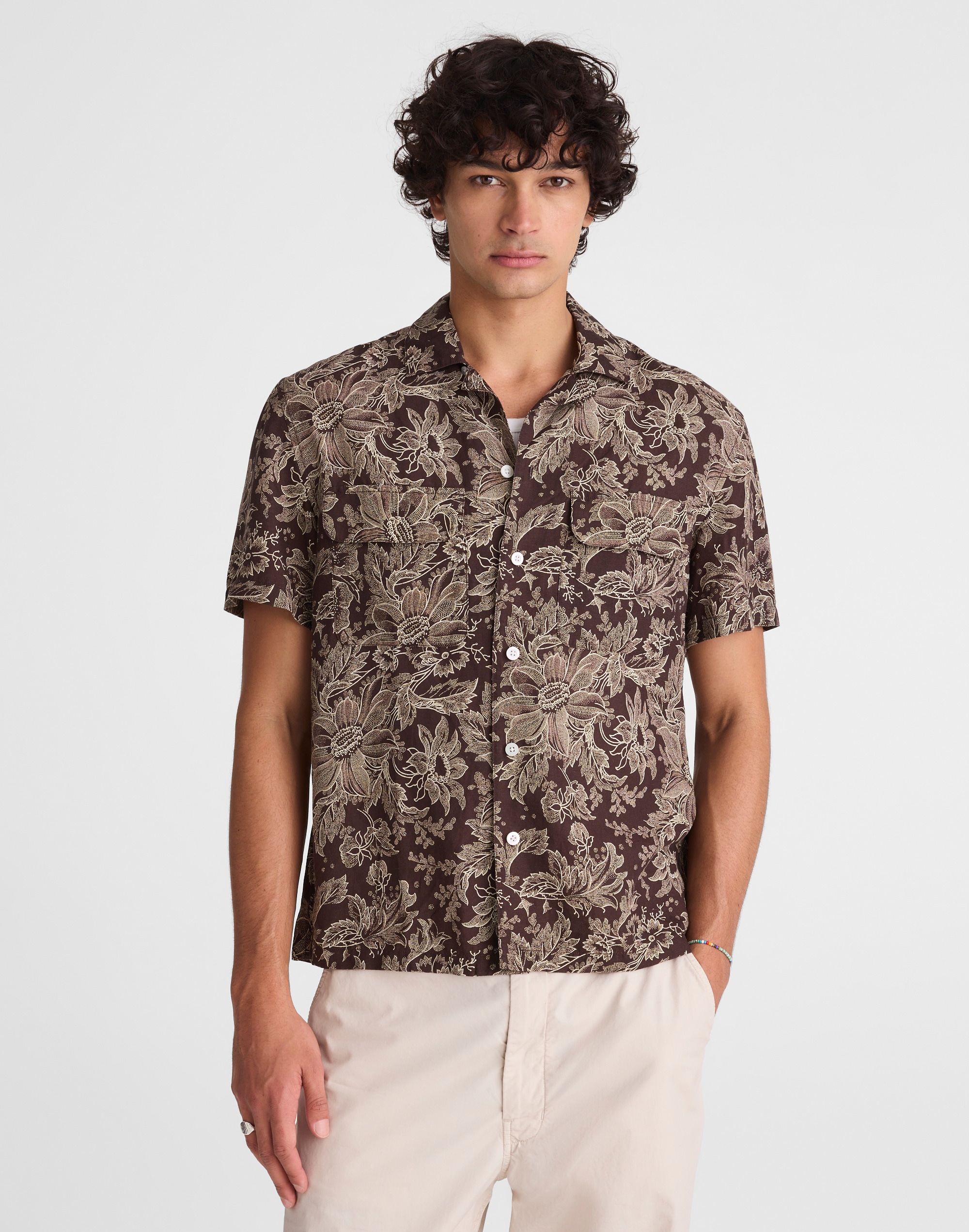 Short-Sleeve Camp Shirt in Archive Linen Blend