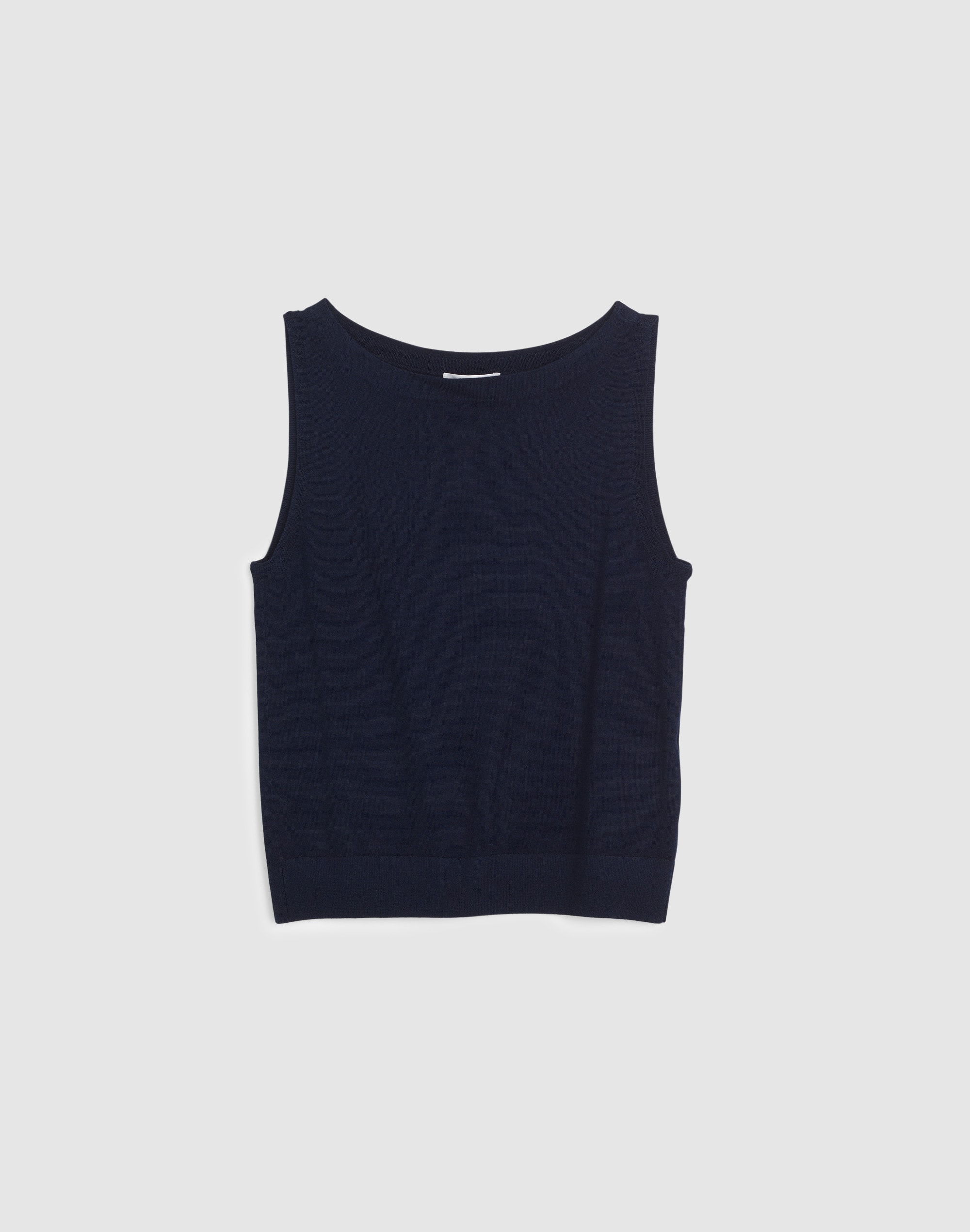 Boatneck Sweater Tank in Merino Wool-Silk Blend - Blue