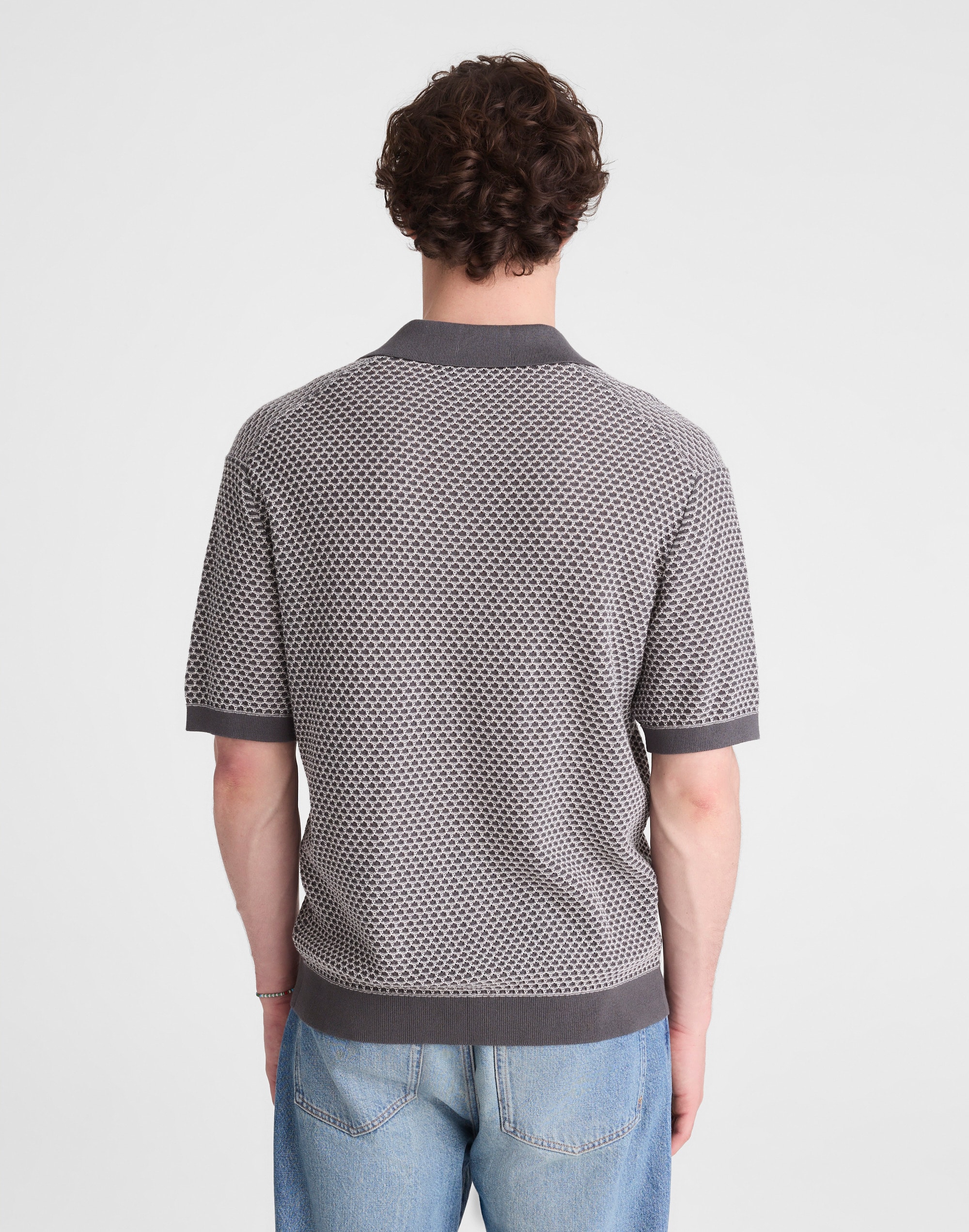 Johnny-Collar Sweater Polo