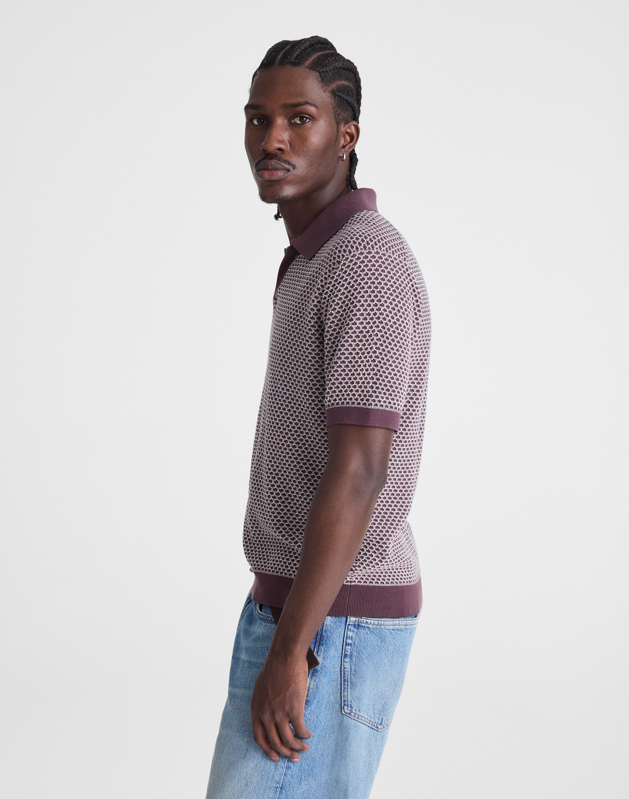 Johnny-Collar Sweater Polo