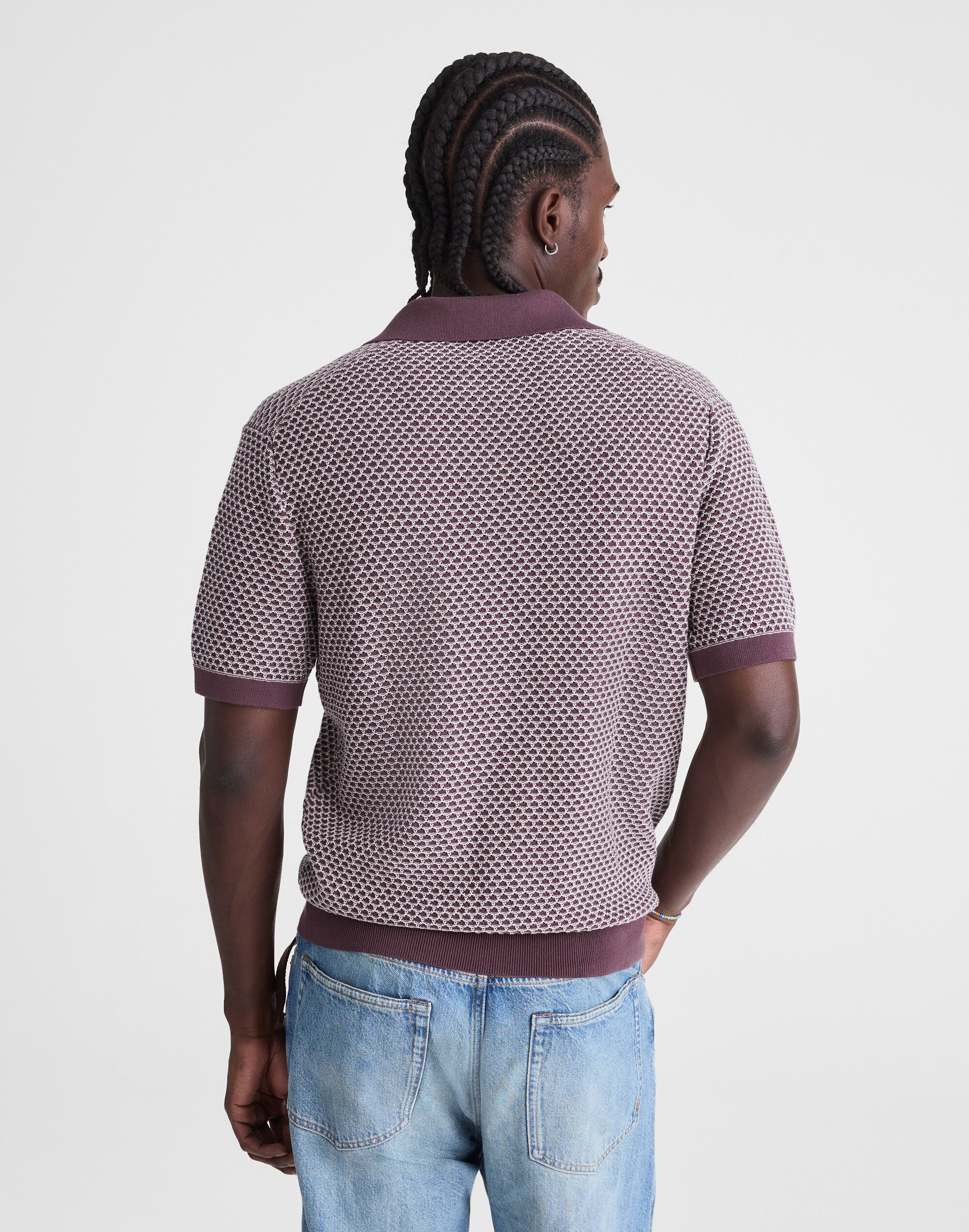 Johnny-Collar Sweater Polo