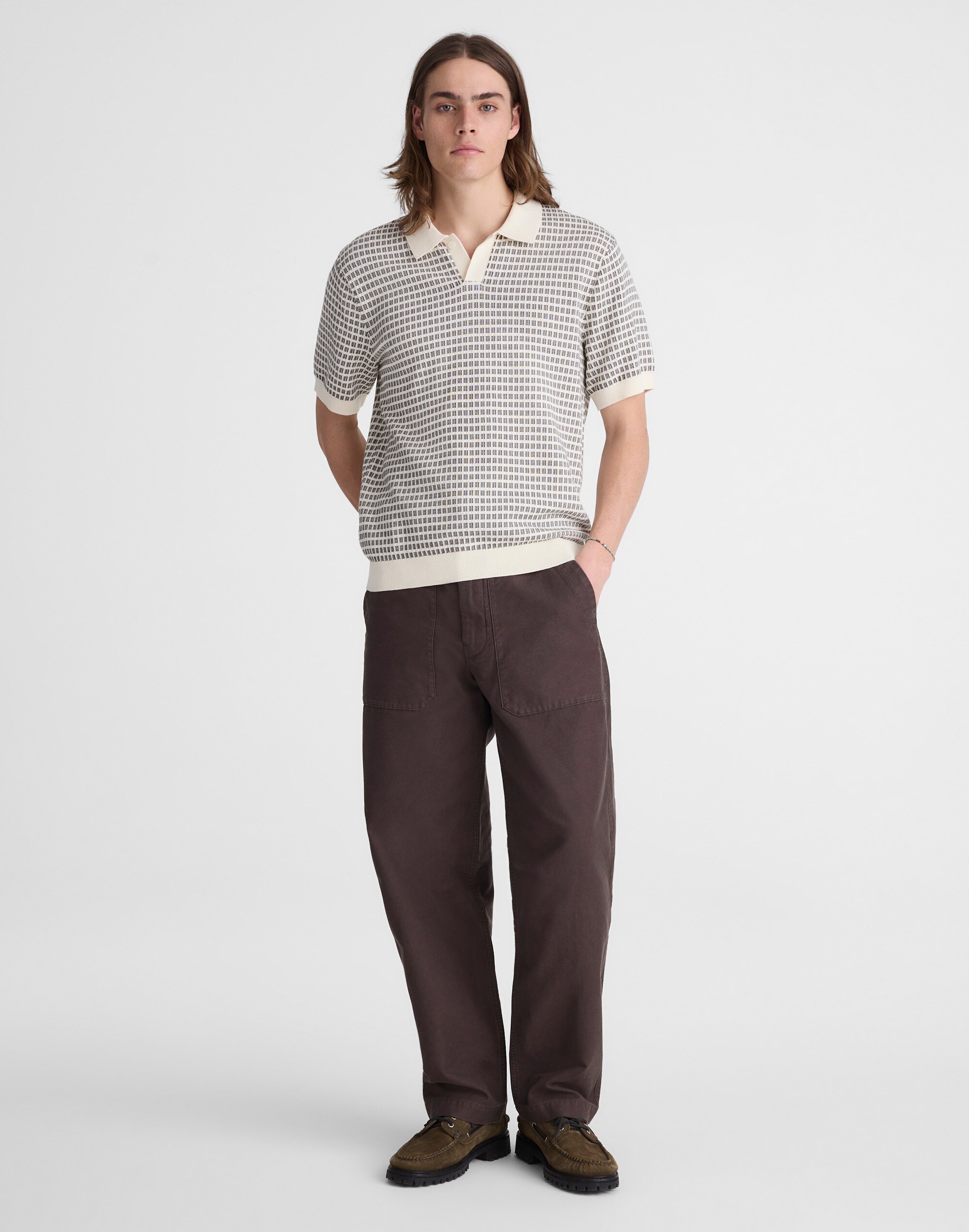 Single-Button Sweater Polo