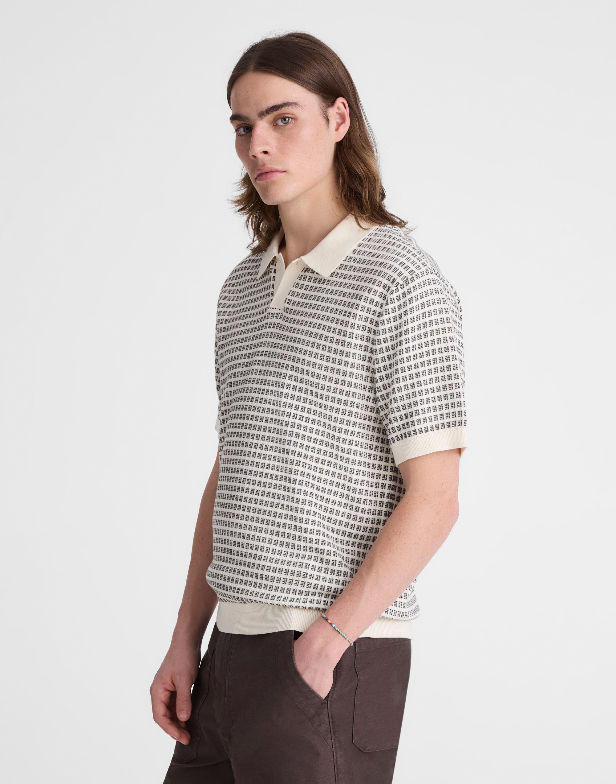 Single-Button Sweater Polo