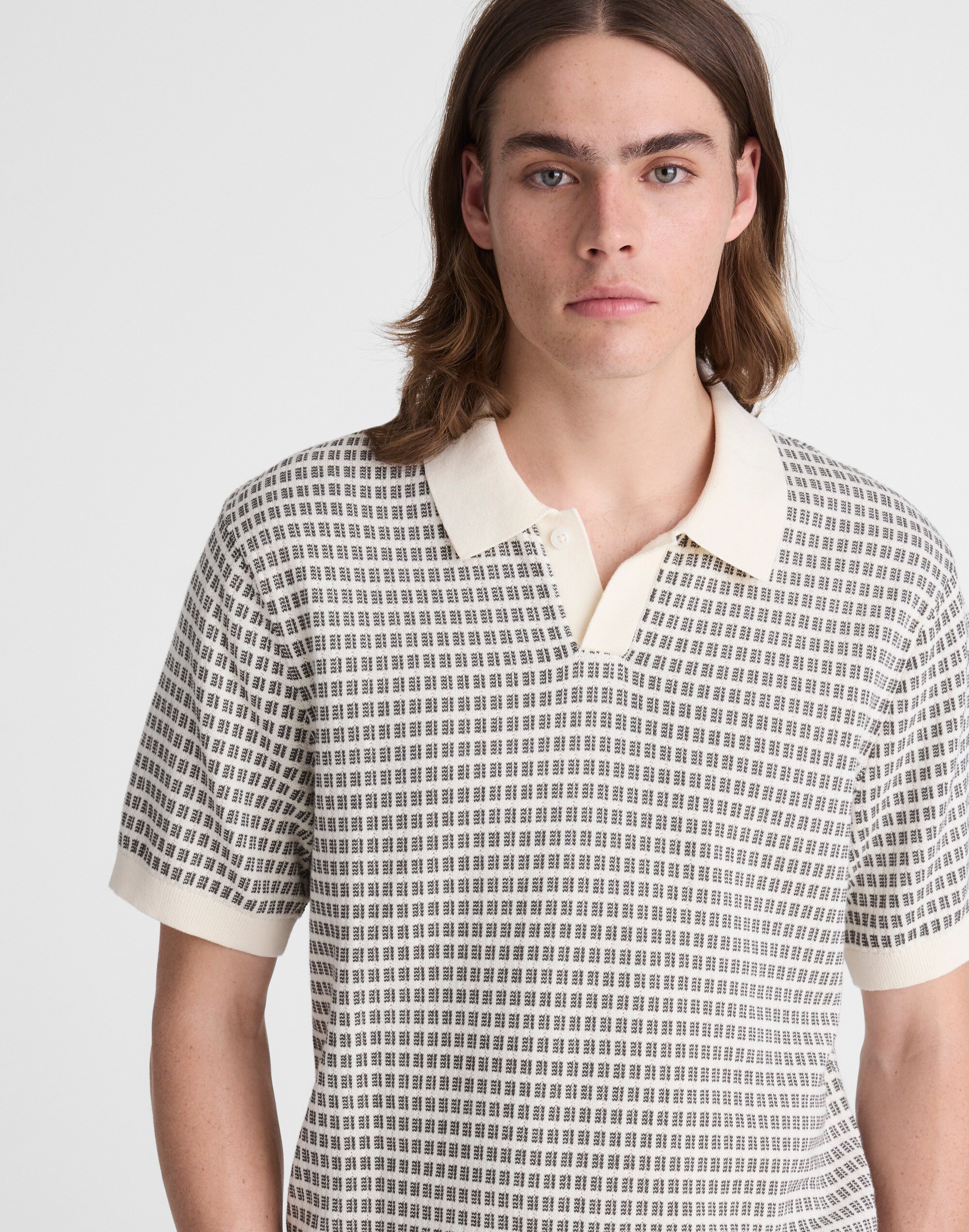 Single-Button Sweater Polo