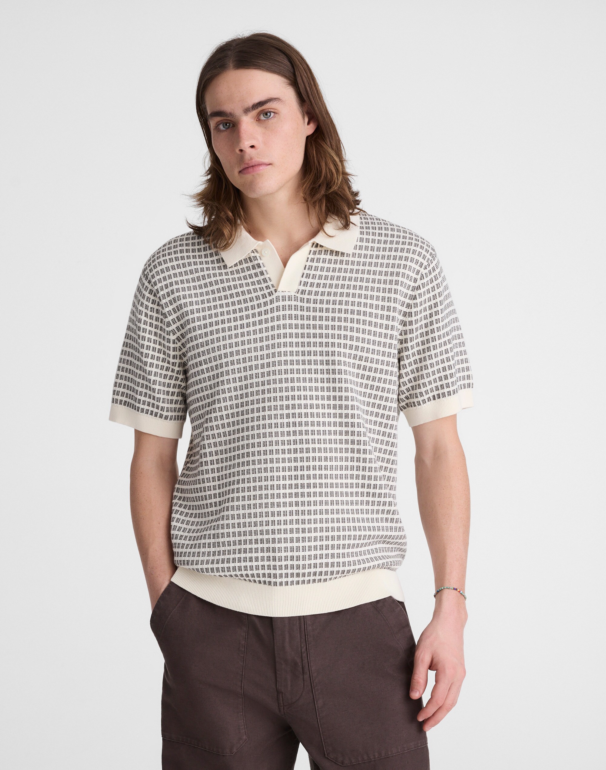 Single-Button Sweater Polo