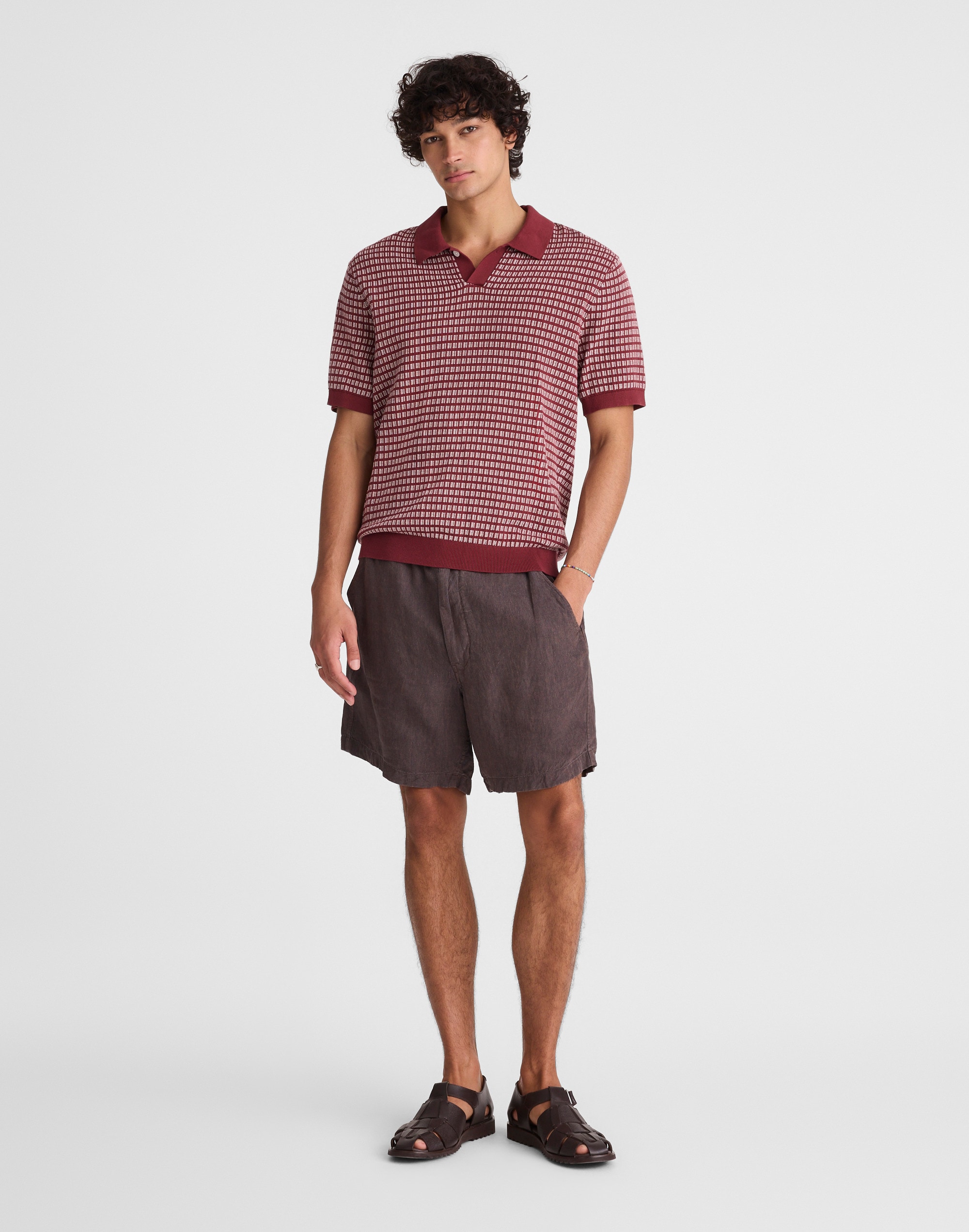 Single-Button Sweater Polo