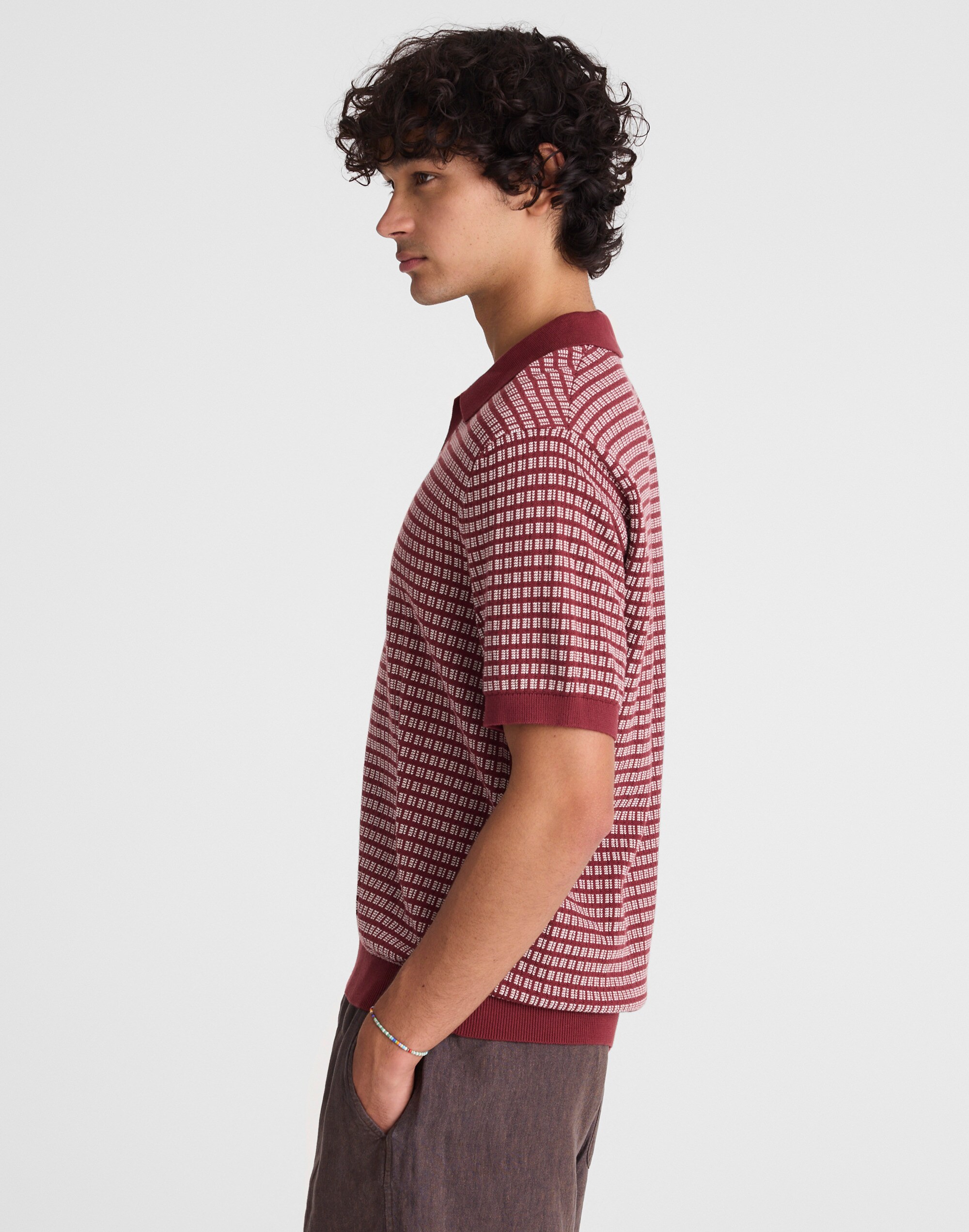 Single-Button Sweater Polo