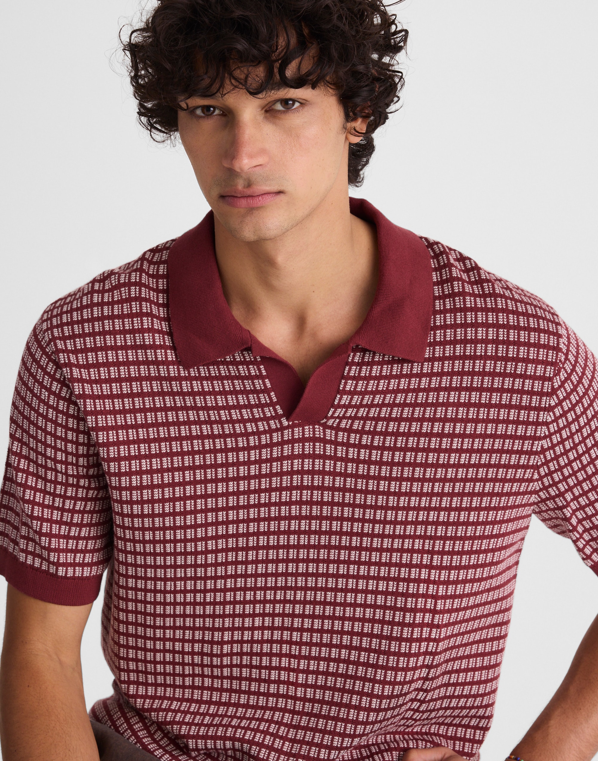 Single-Button Sweater Polo