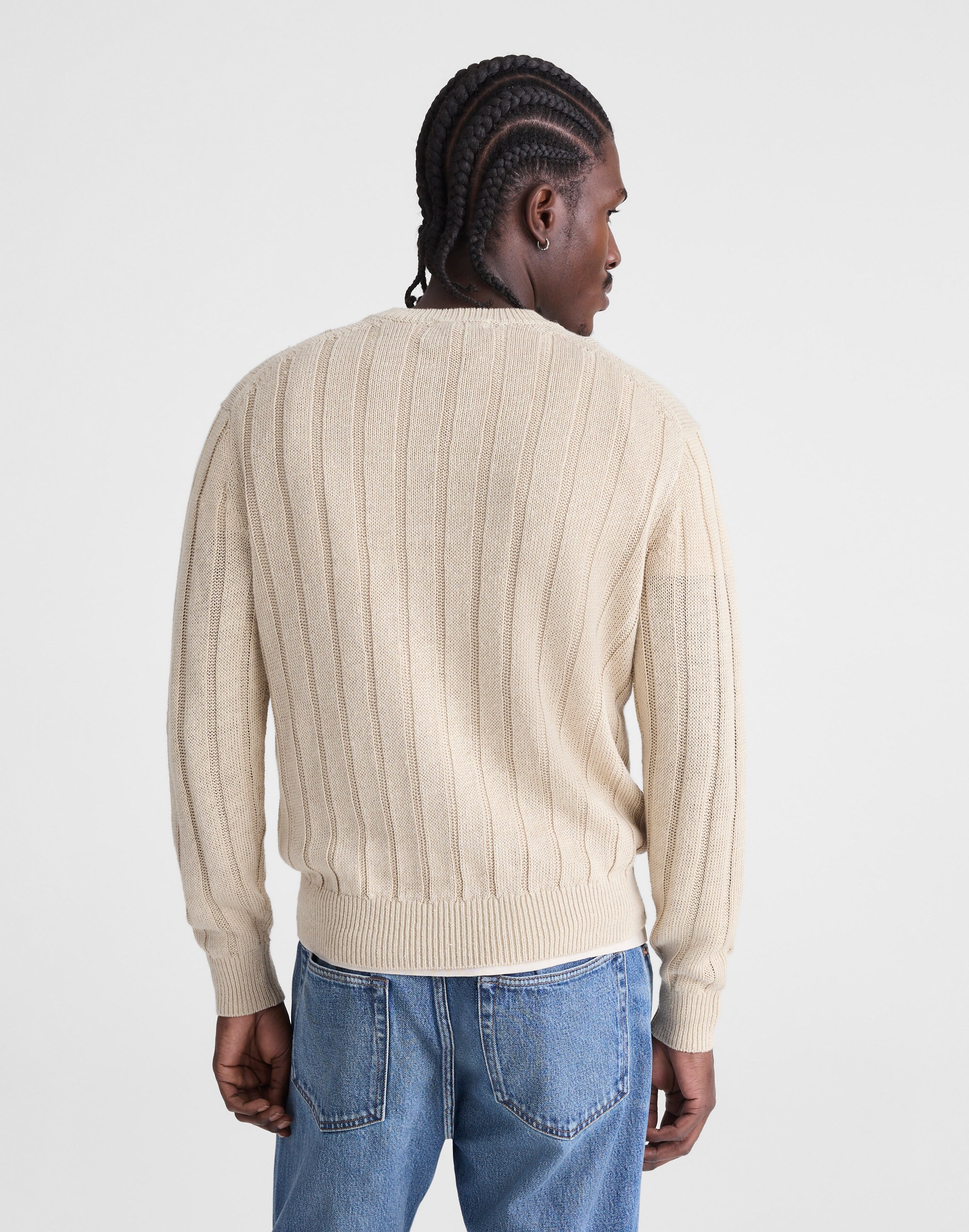Crewneck Sweater in DuneRib Linen