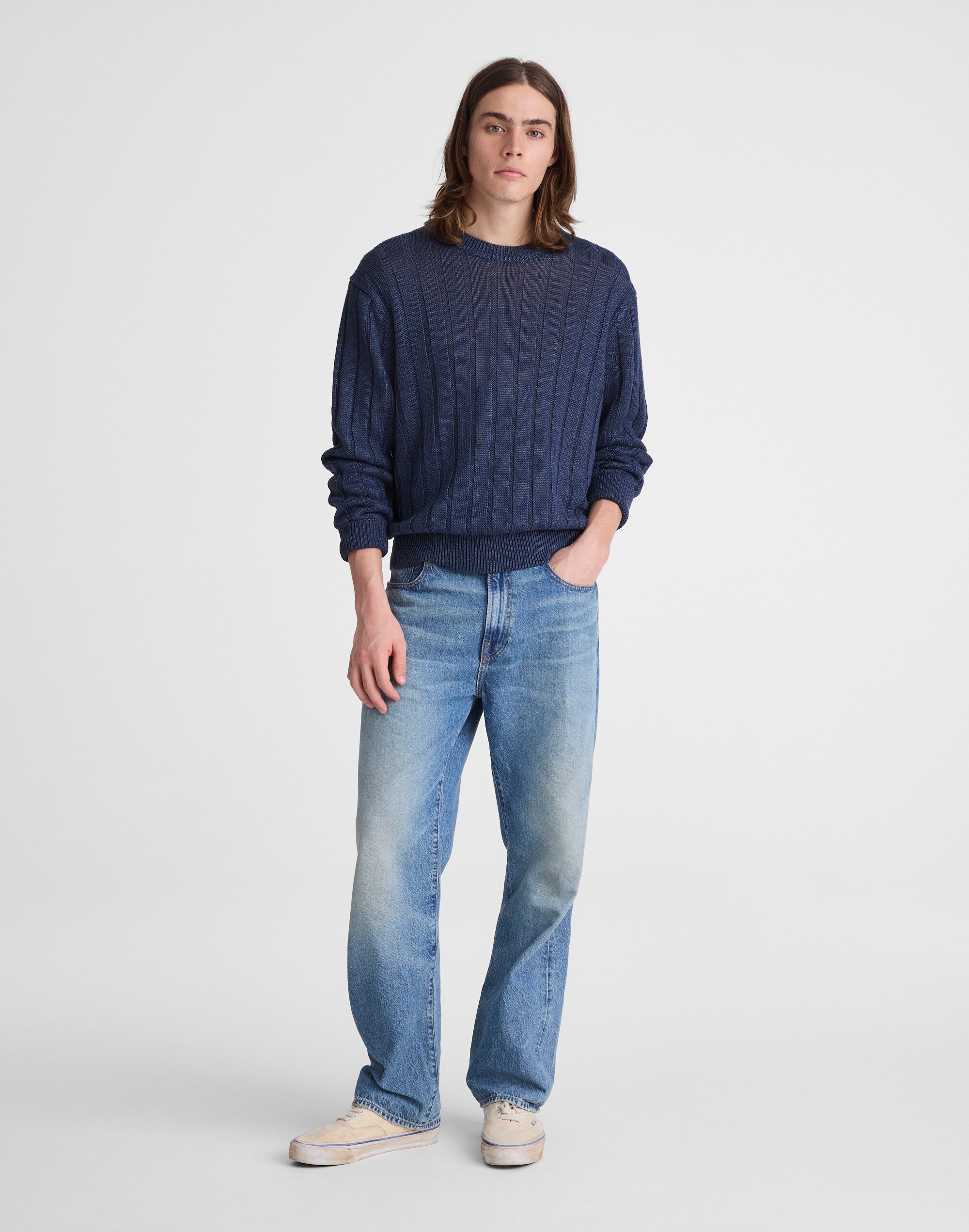 Crewneck Sweater in DuneRib Linen