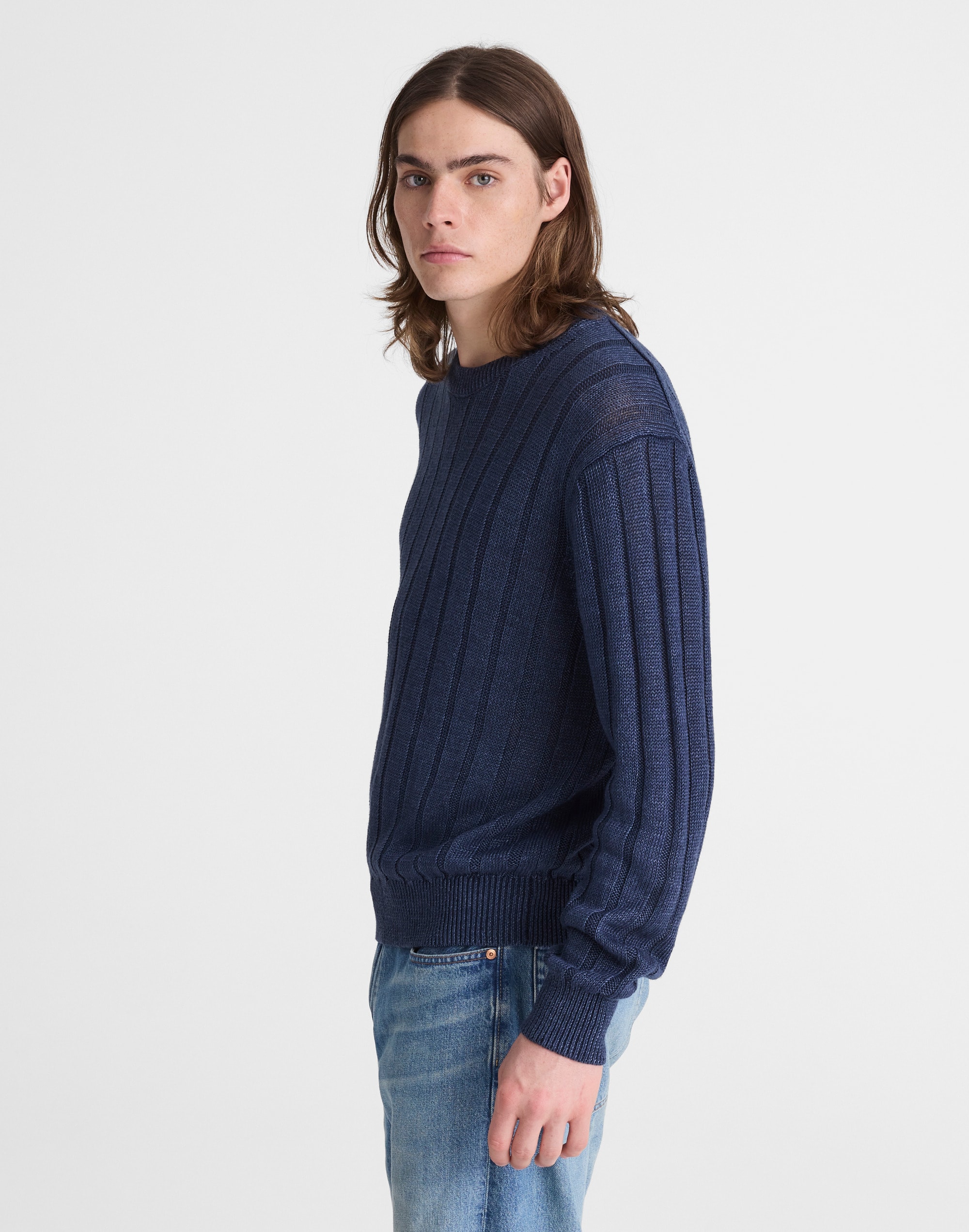 Crewneck Sweater in DuneRib Linen