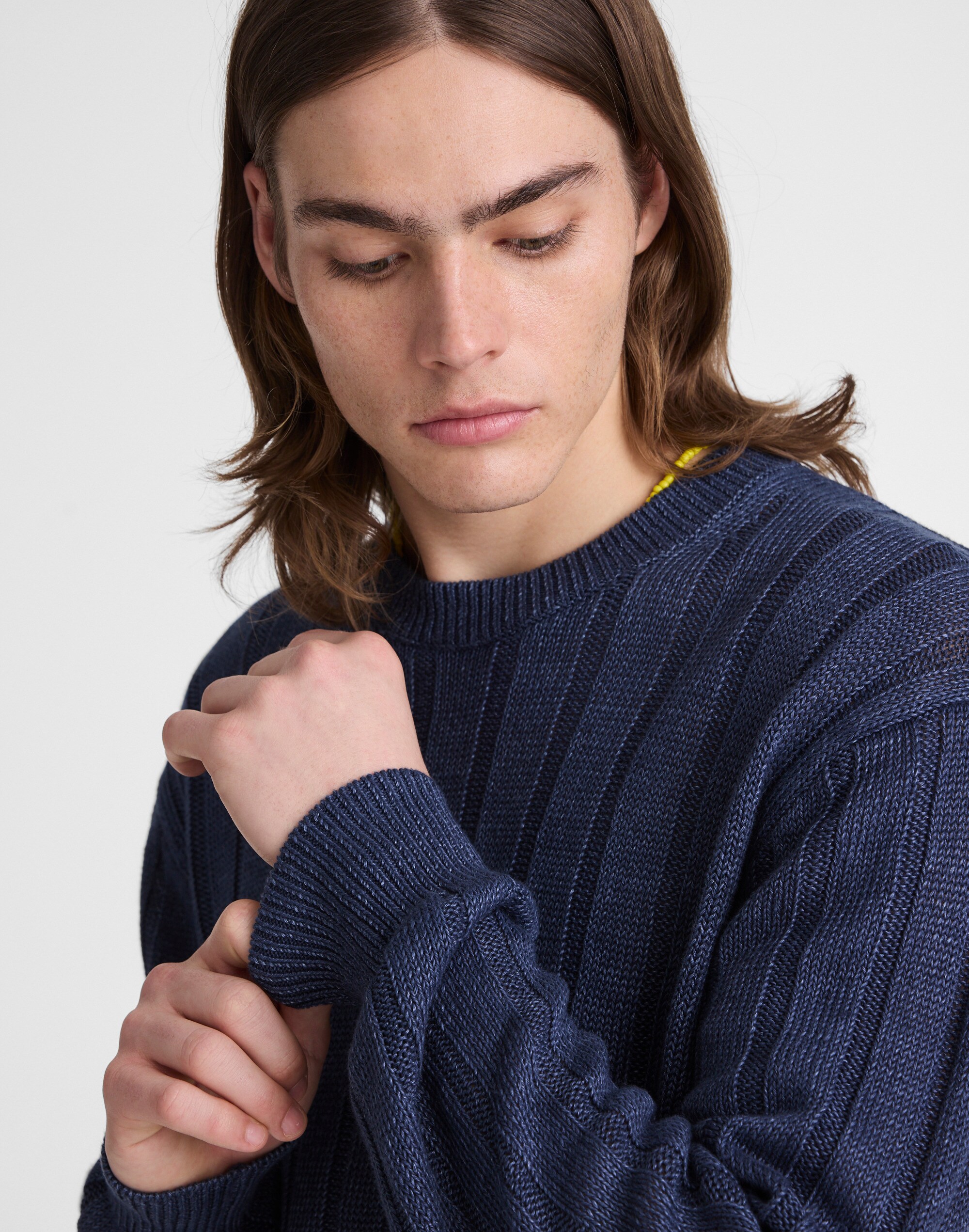 Crewneck Sweater in DuneRib Linen