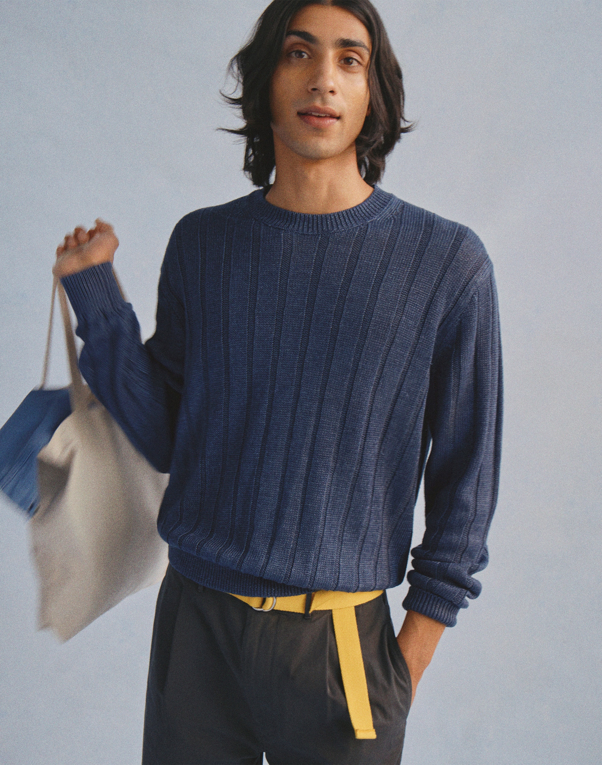 Crewneck Sweater in DuneRib Linen