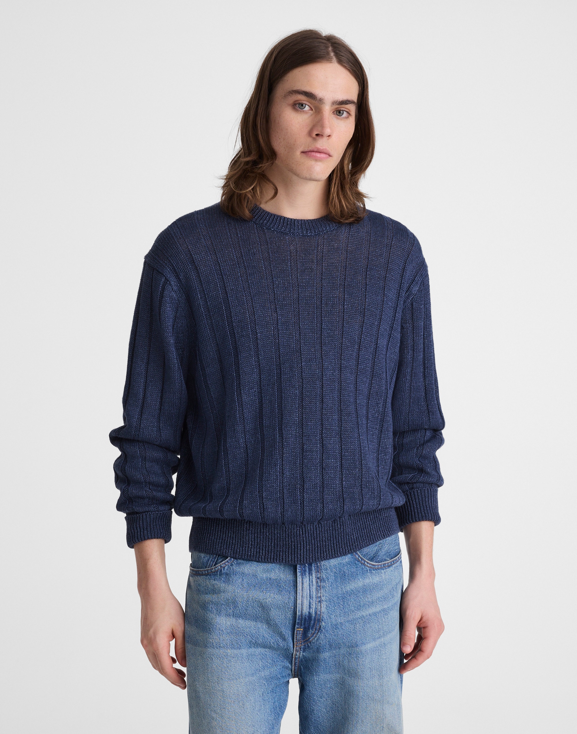 Crewneck Sweater in DuneRib Linen