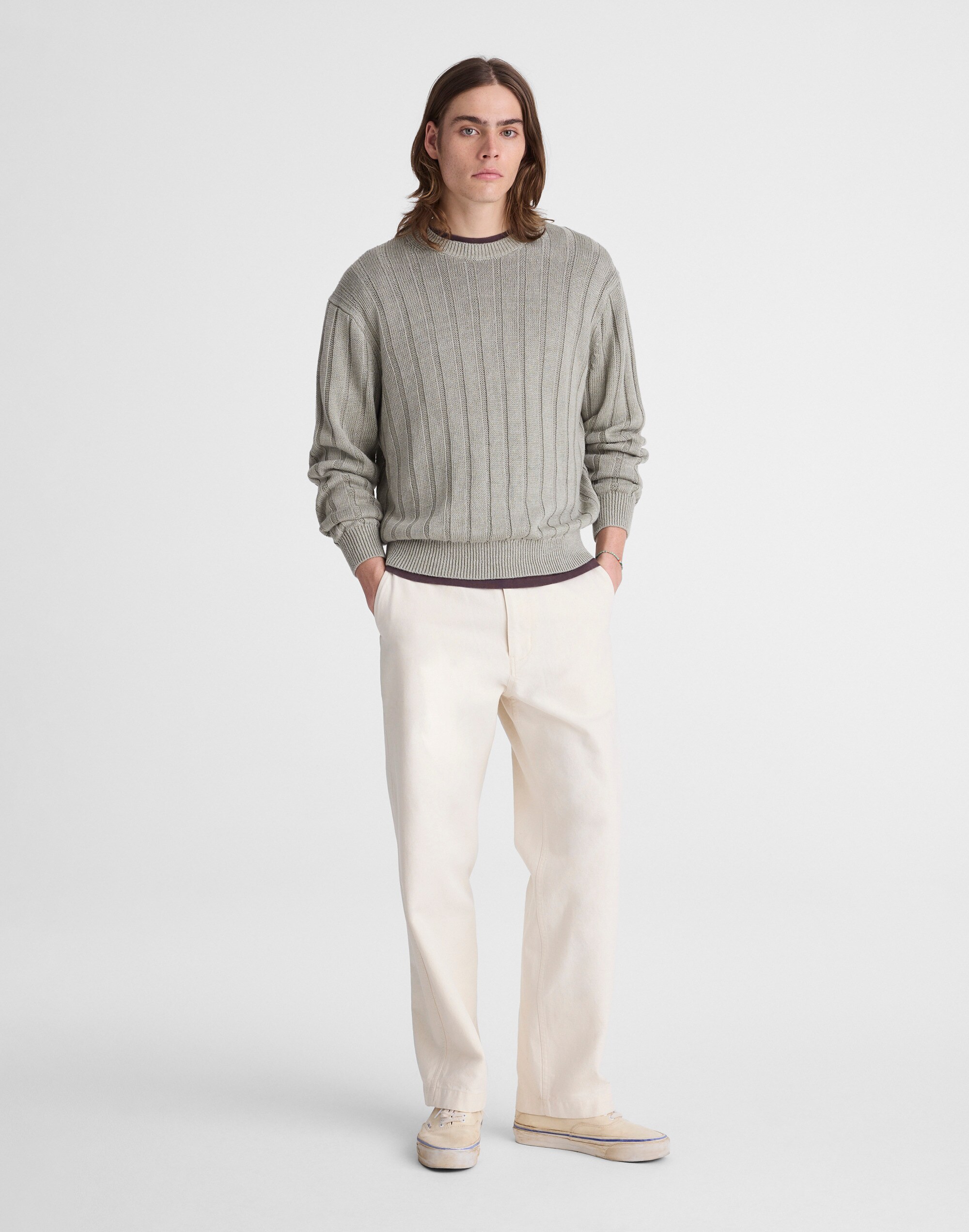 Crewneck Sweater in DuneRib Linen