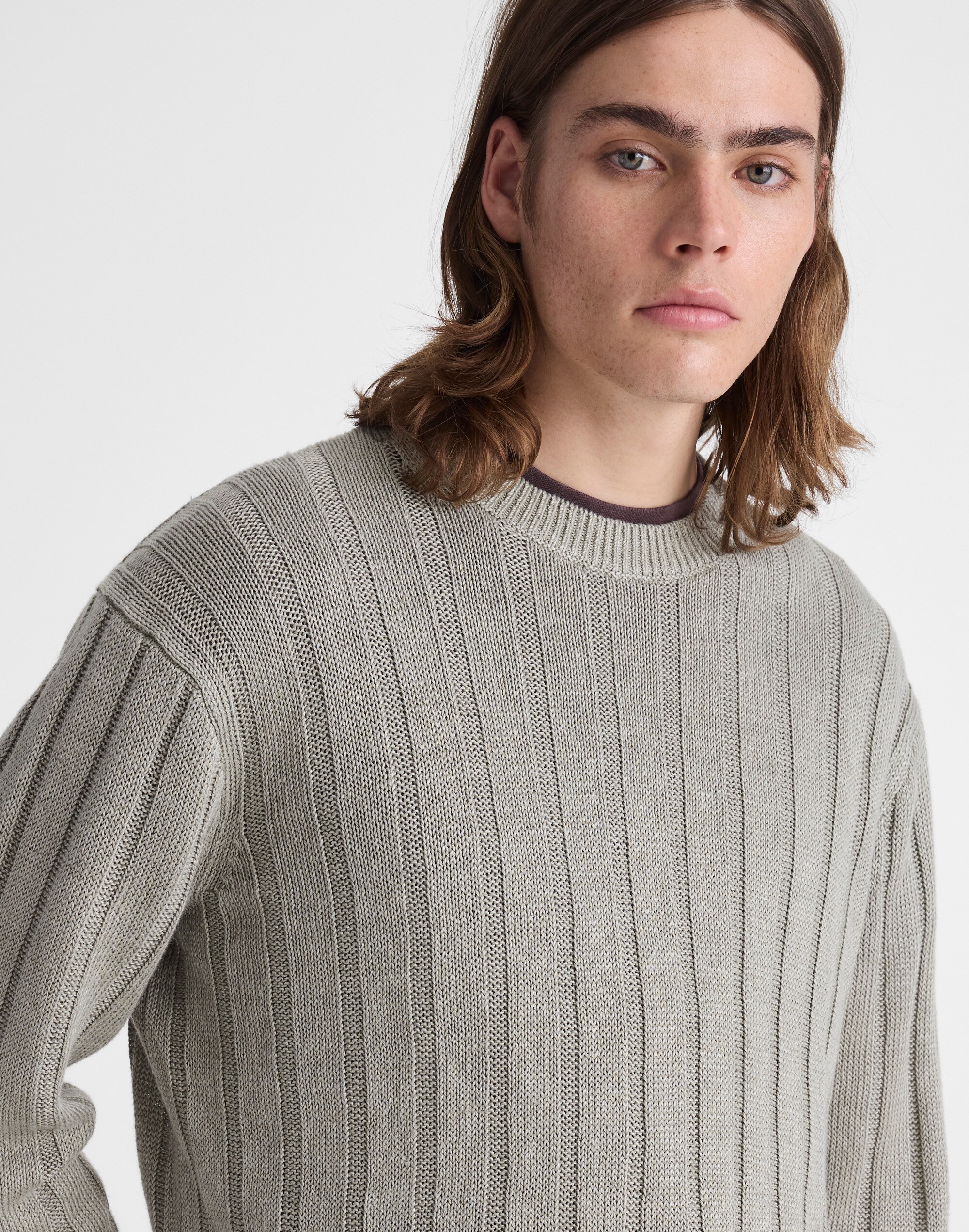 Crewneck Sweater in DuneRib Linen