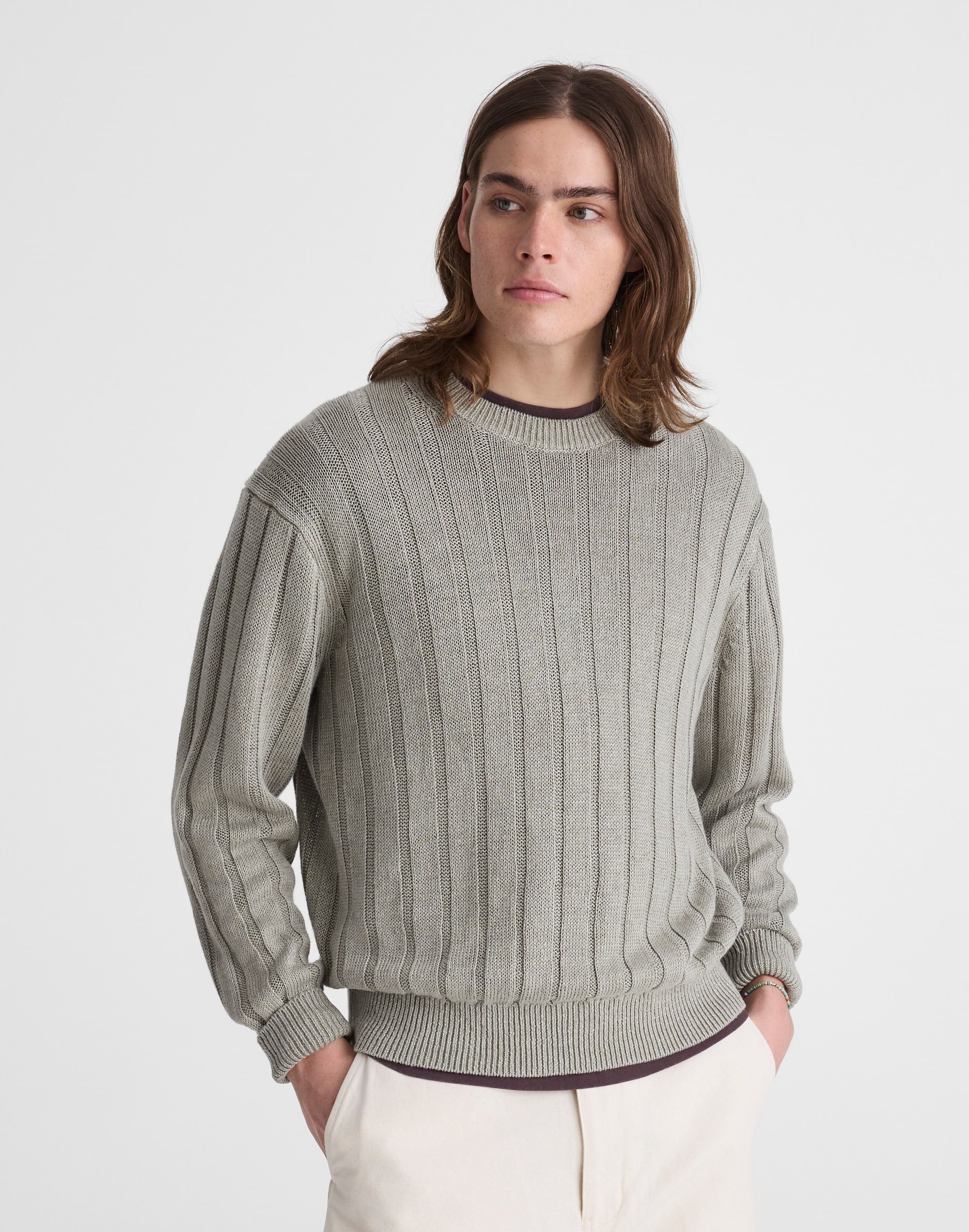 Crewneck Sweater in DuneRib Linen
