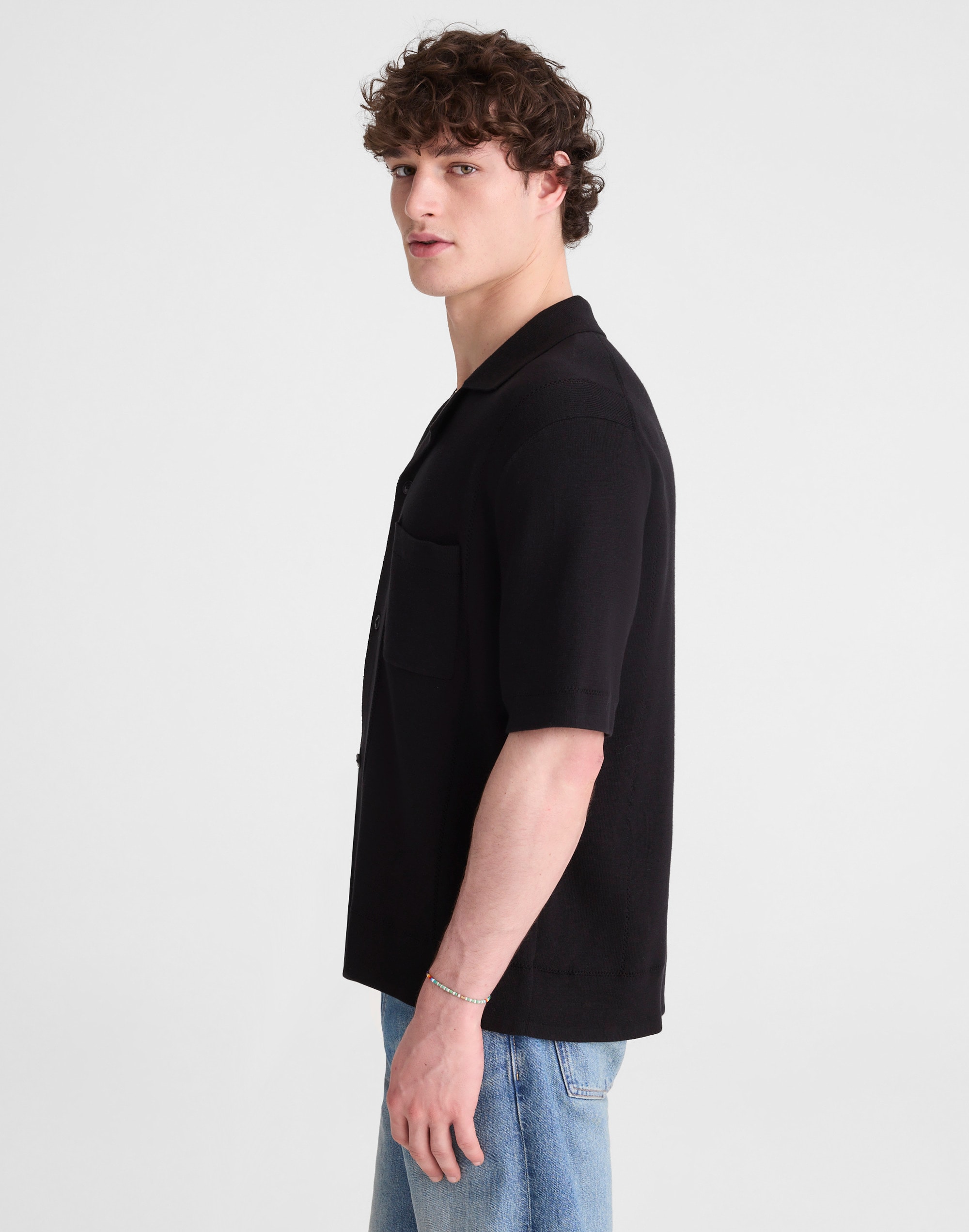 Knit Short-Sleeve Boxy Shirt