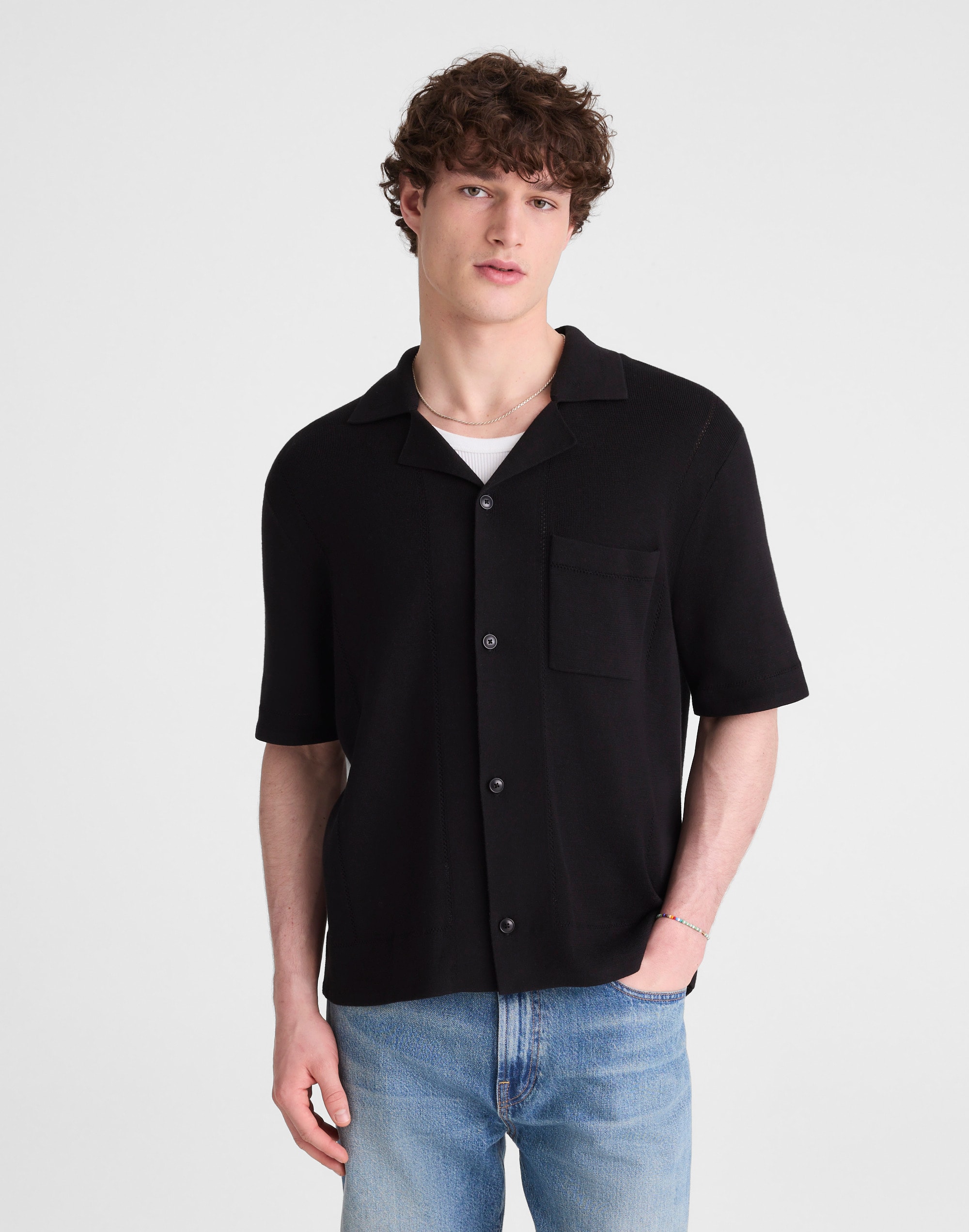 Knit Short-Sleeve Boxy Shirt