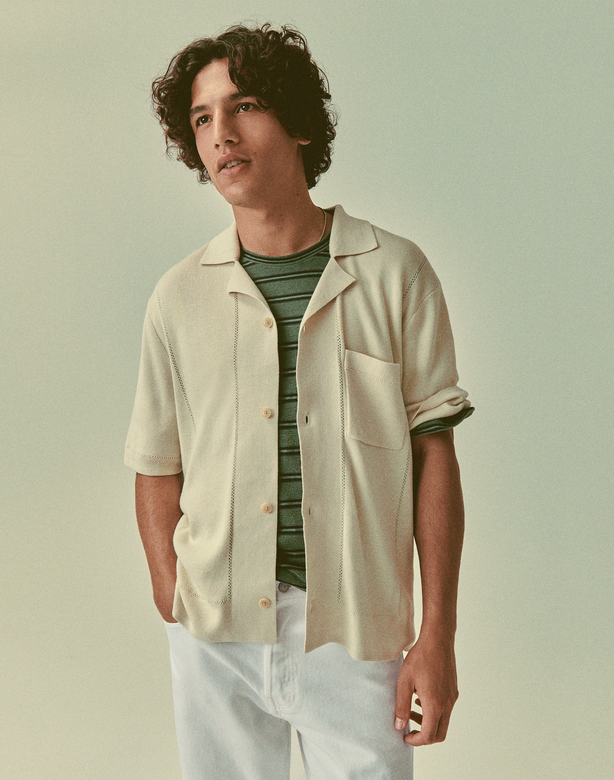 Knit Short-Sleeve Boxy Shirt