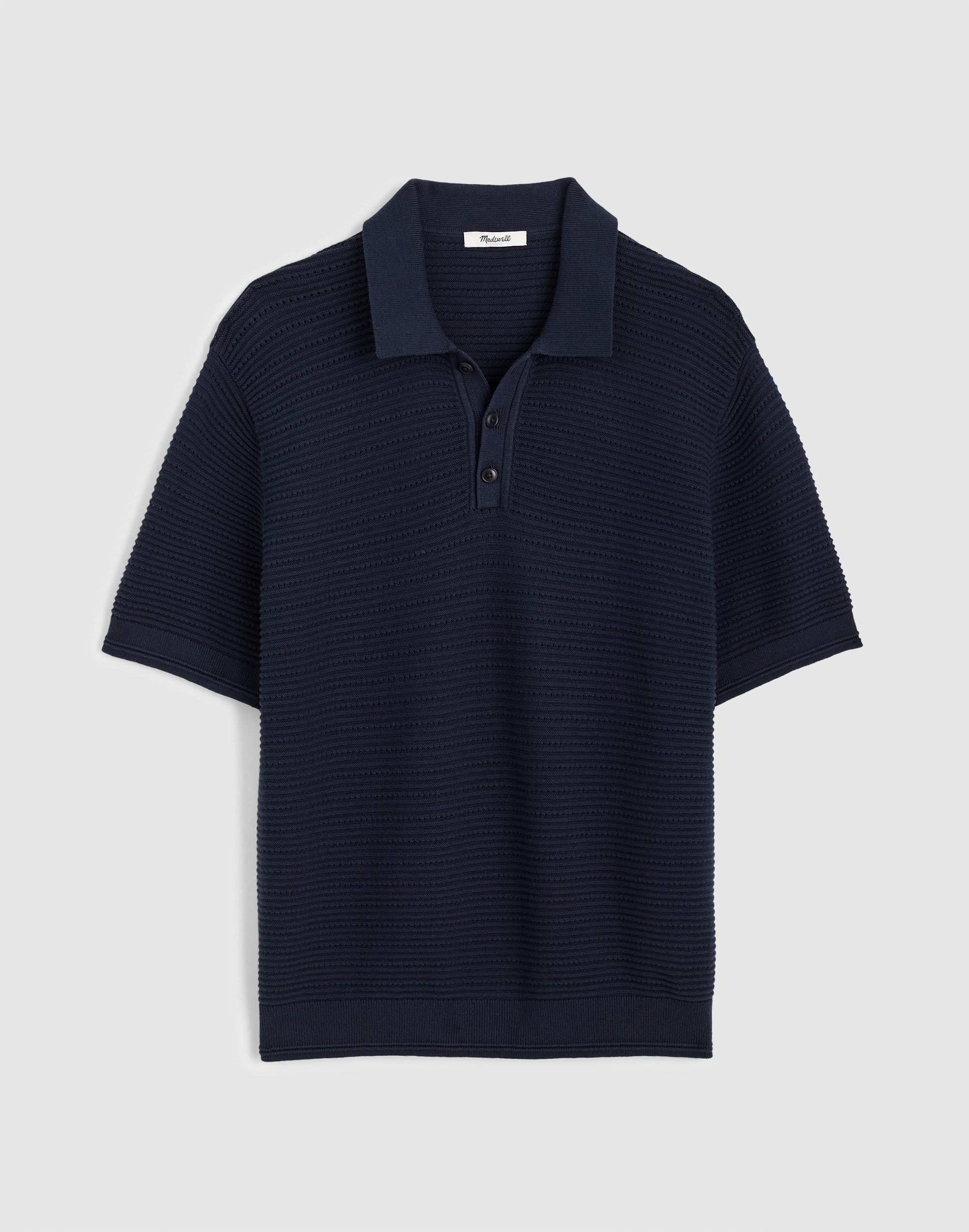 Textured Open-Stitch Polo