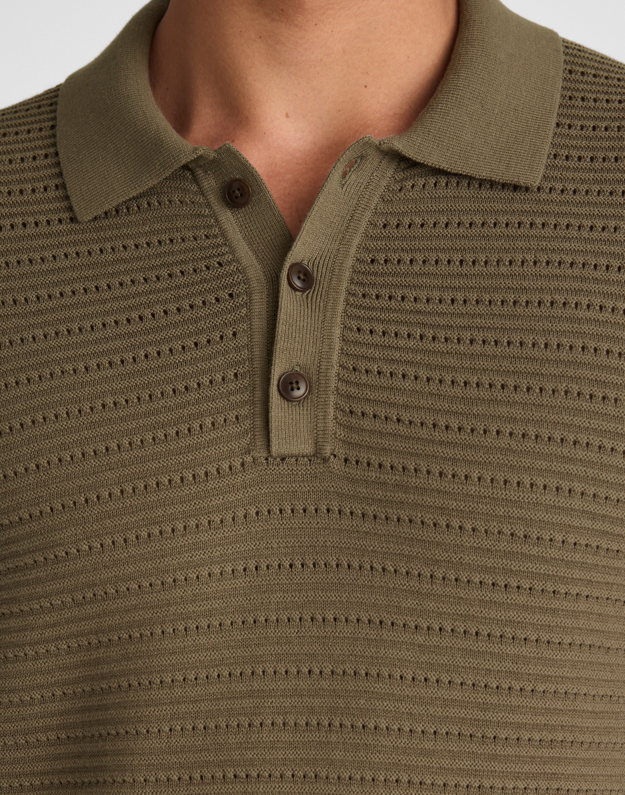Textured Open-Stitch Polo