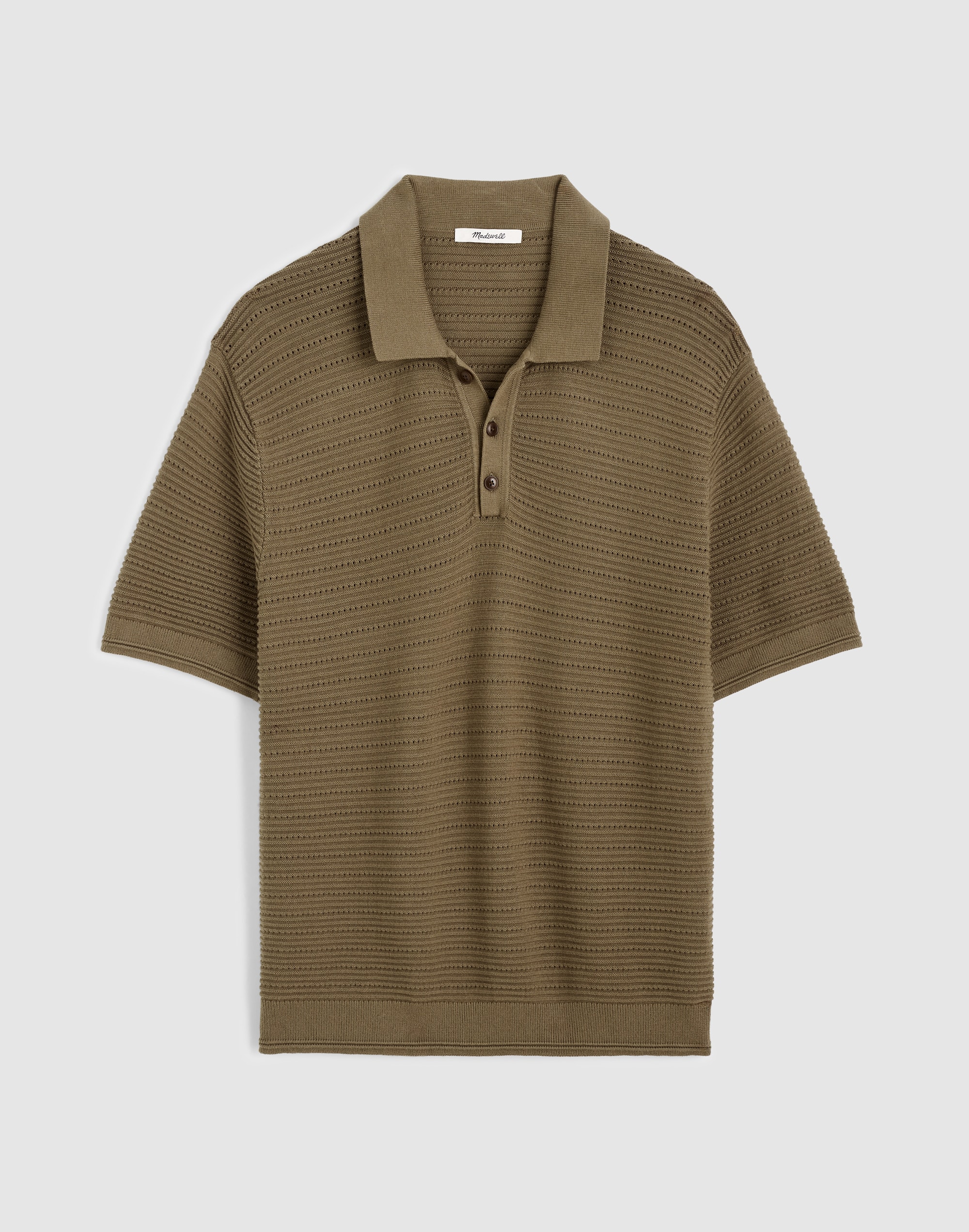 Textured Open-Stitch Polo